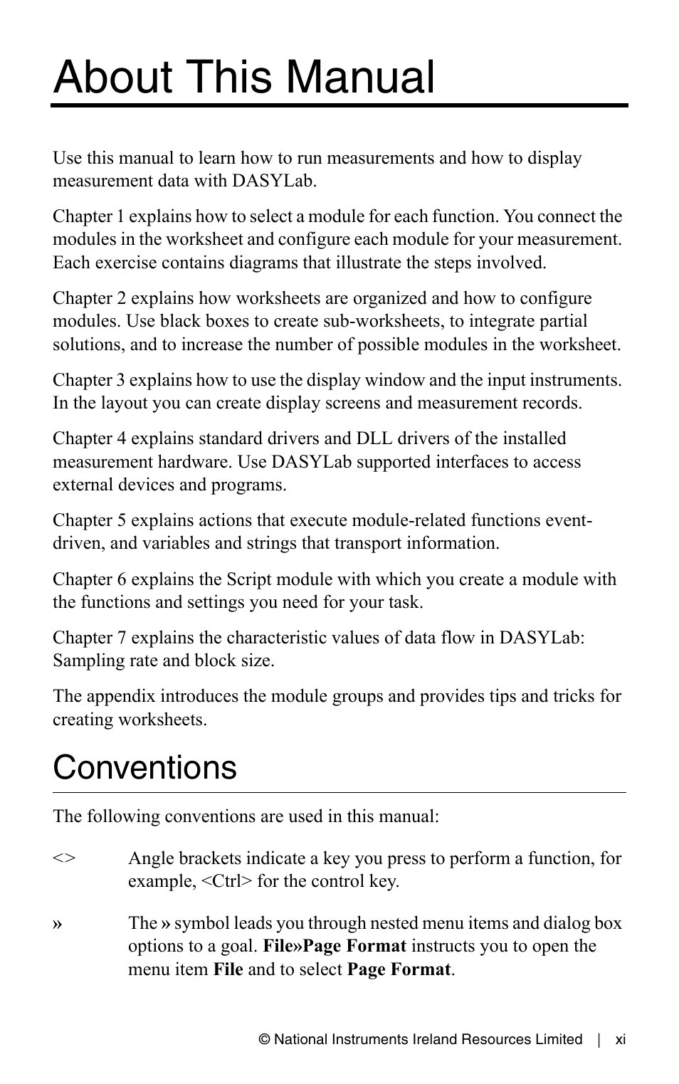 About this manual, Conventions | Measurement Computing DASYLab User Manual User Manual | Page 9 / 76