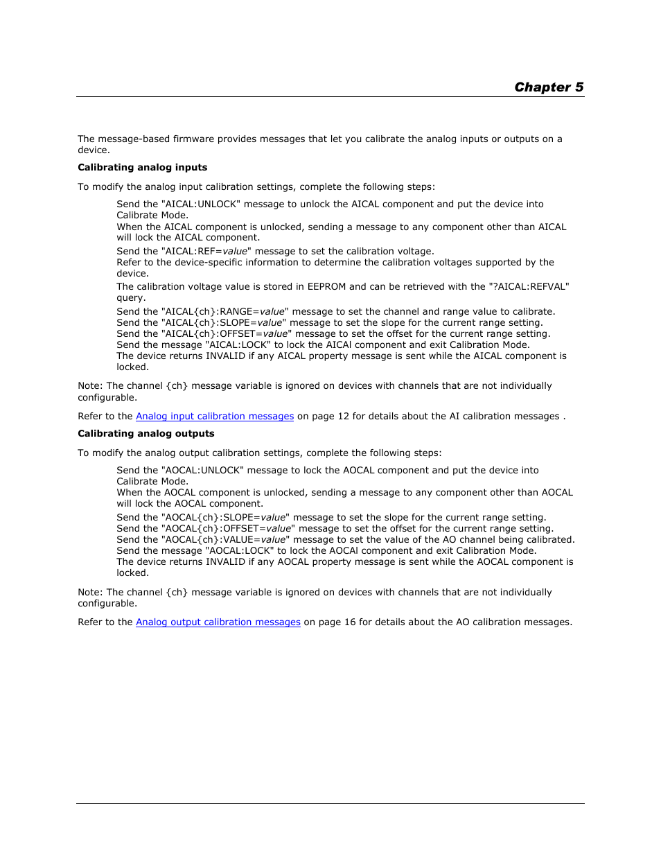 Calibrating a device, Chapter 5 | Measurement Computing DAQFlex User Manual | Page 11 / 46