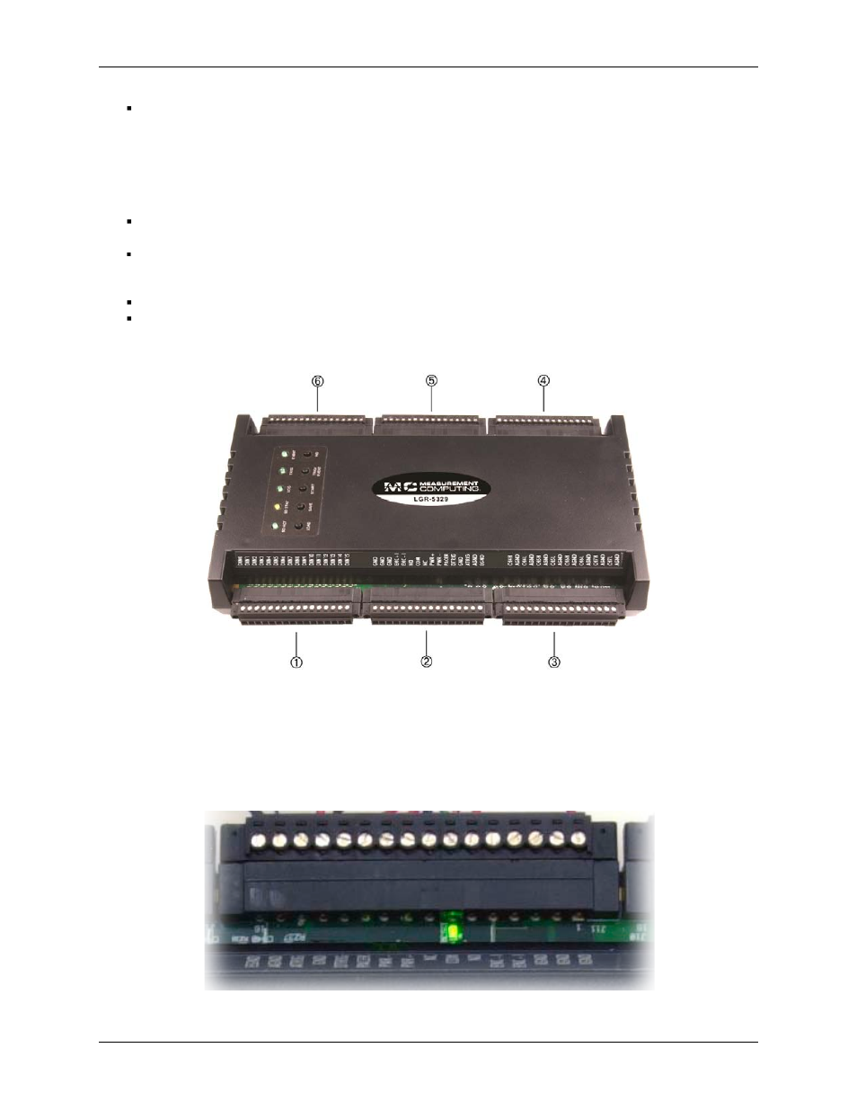 Screw terminals and associated leds | Measurement Computing LGR-5320 Series User Manual | Page 14 / 43