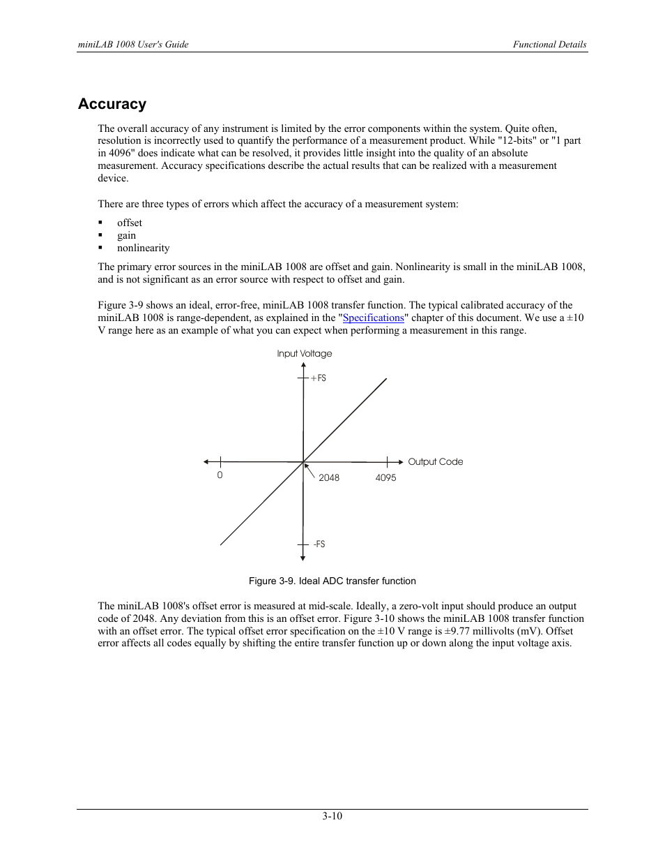 Accuracy, Accuracy -10 | Measurement Computing miniLAB-1008 User Manual | Page 22 / 34