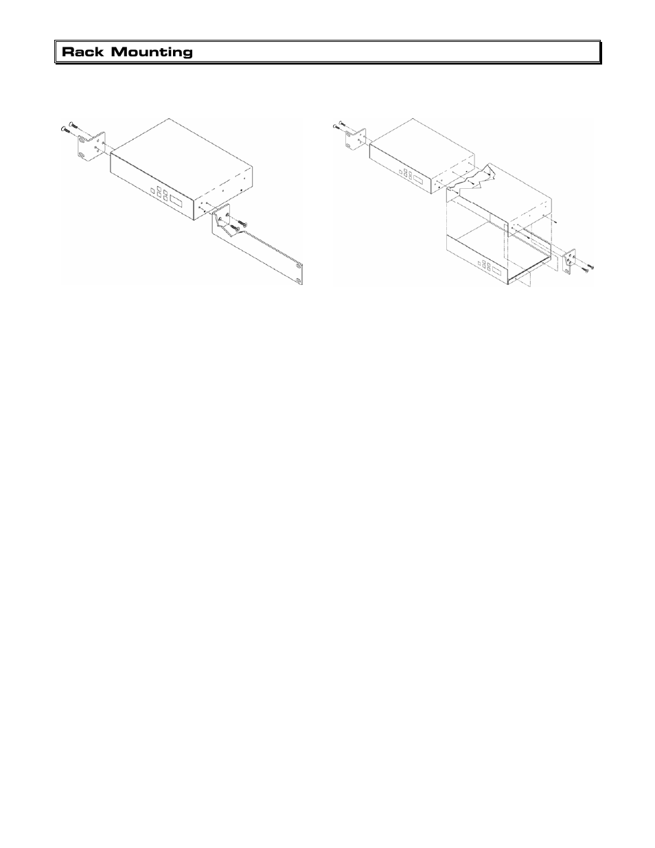 Rk1 single unit rack mount, Rk2 side-by-side rack kit, Rack mounting | Contemporary Research 232-FMA User Manual | Page 12 / 14