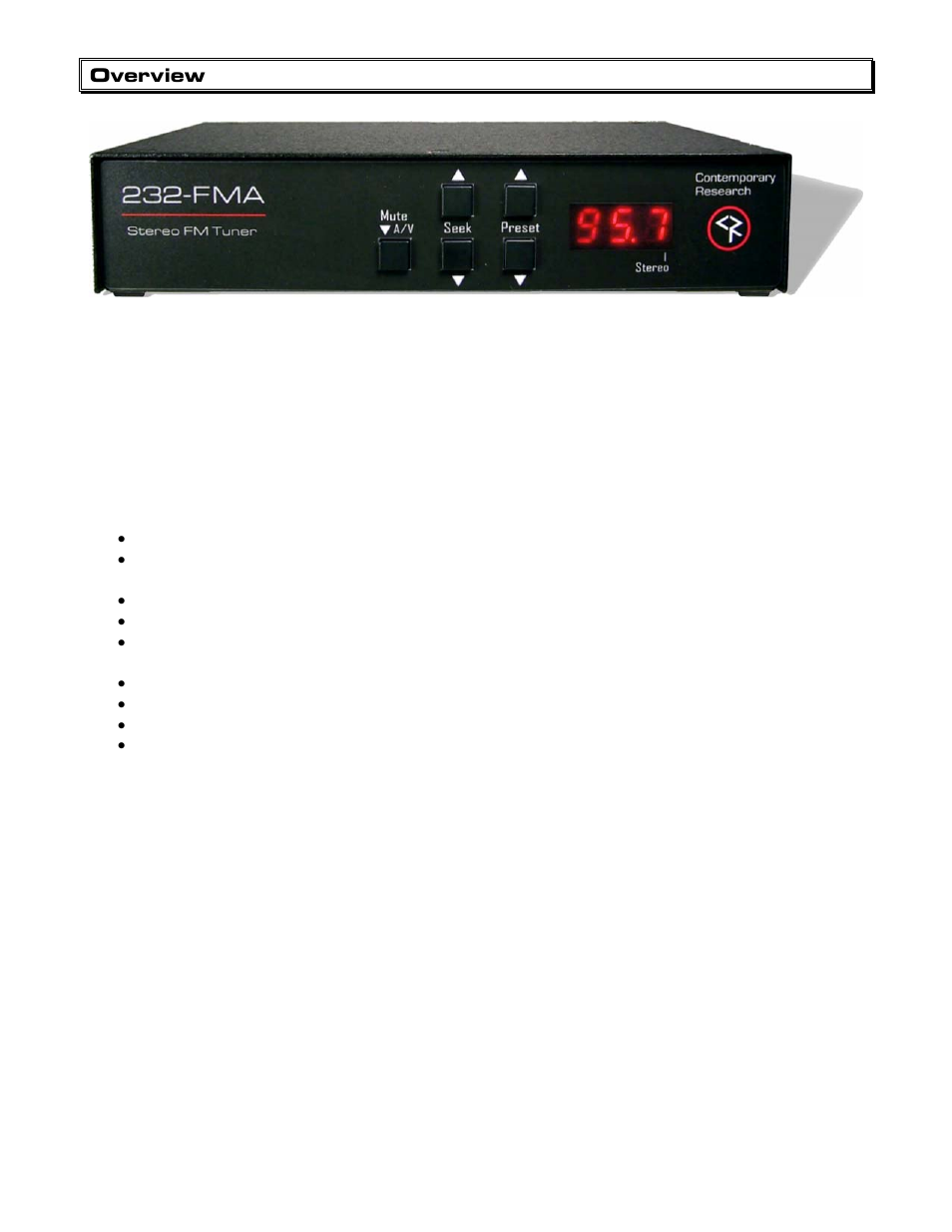 Overview | Contemporary Research 232-FMA User Manual | Page 3 / 14