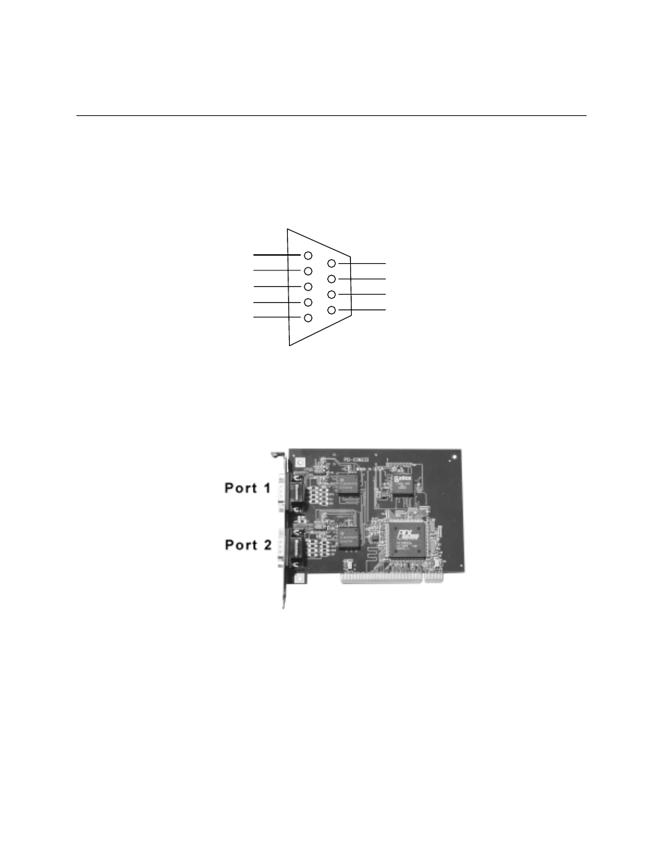 Hardware connections, 1 db9f connection s, 2 port identificat ion | 3 changing the co m port assignments | Measurement Computing PCI-COM422/485 User Manual | Page 14 / 24