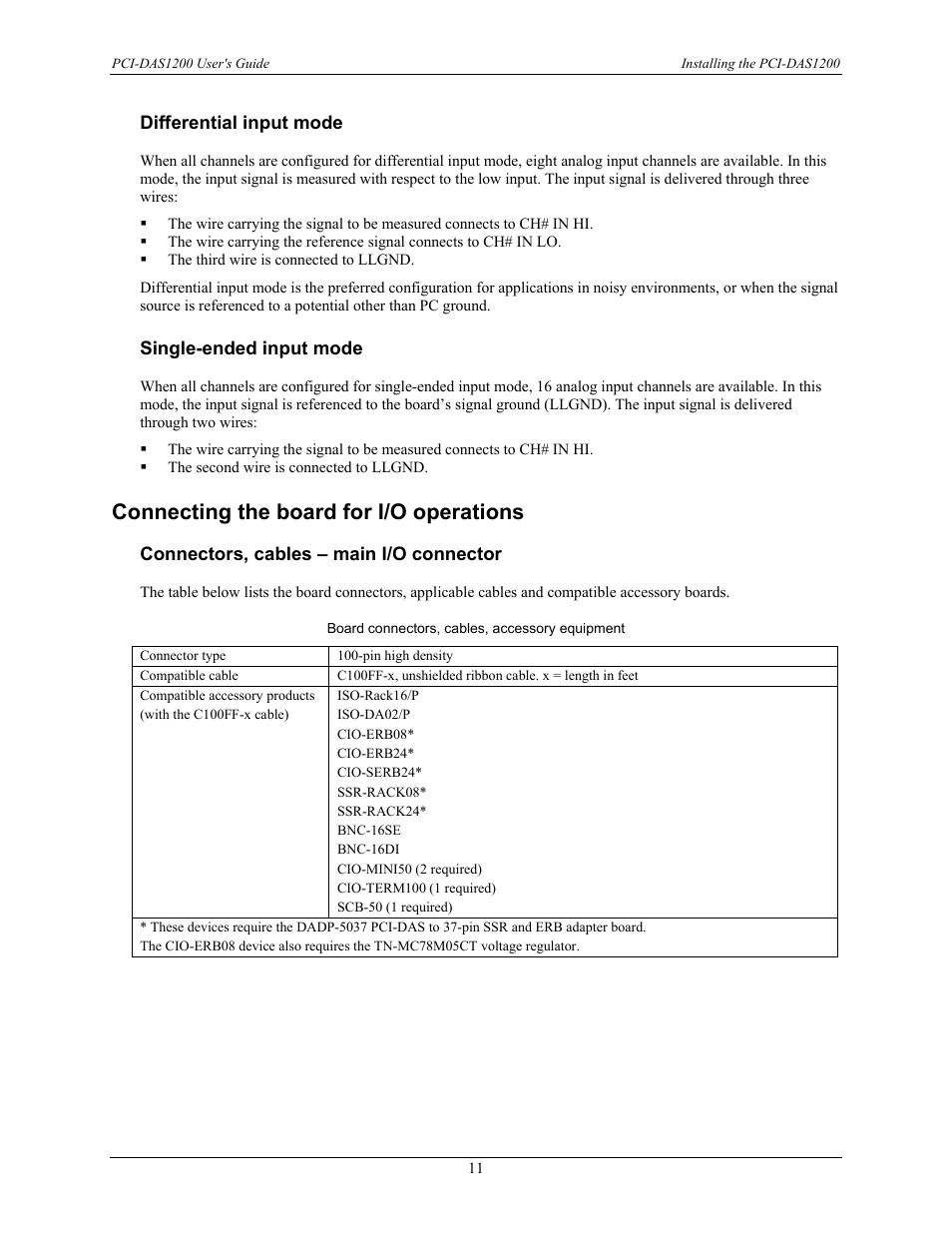 Connecting the board for i/o operations | Measurement Computing PCI-DAS1200 User Manual | Page 12 / 24