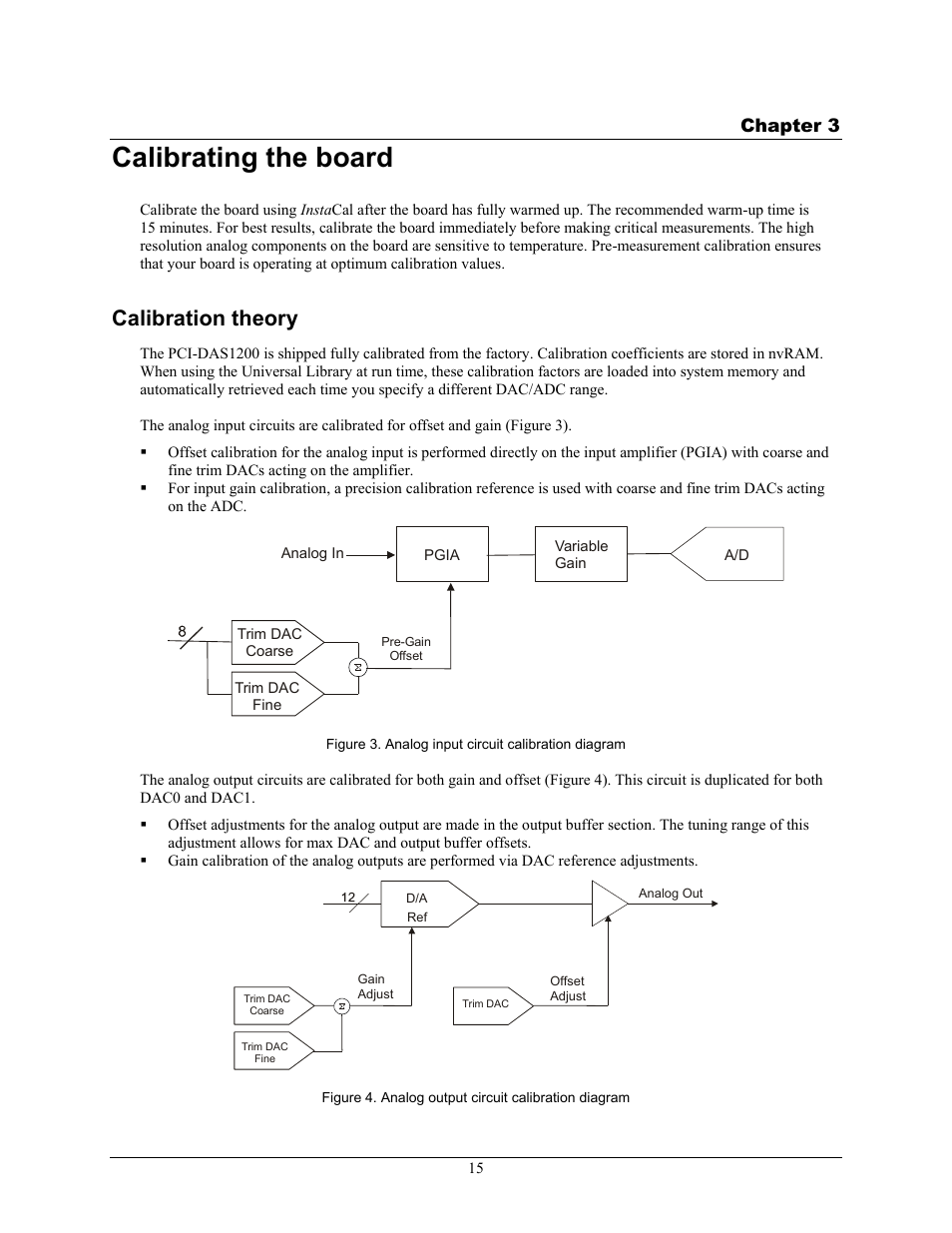 Calibrating the board, Calibration theory, Chapter 3 | Measurement Computing PCI-DAS1200 User Manual | Page 16 / 24
