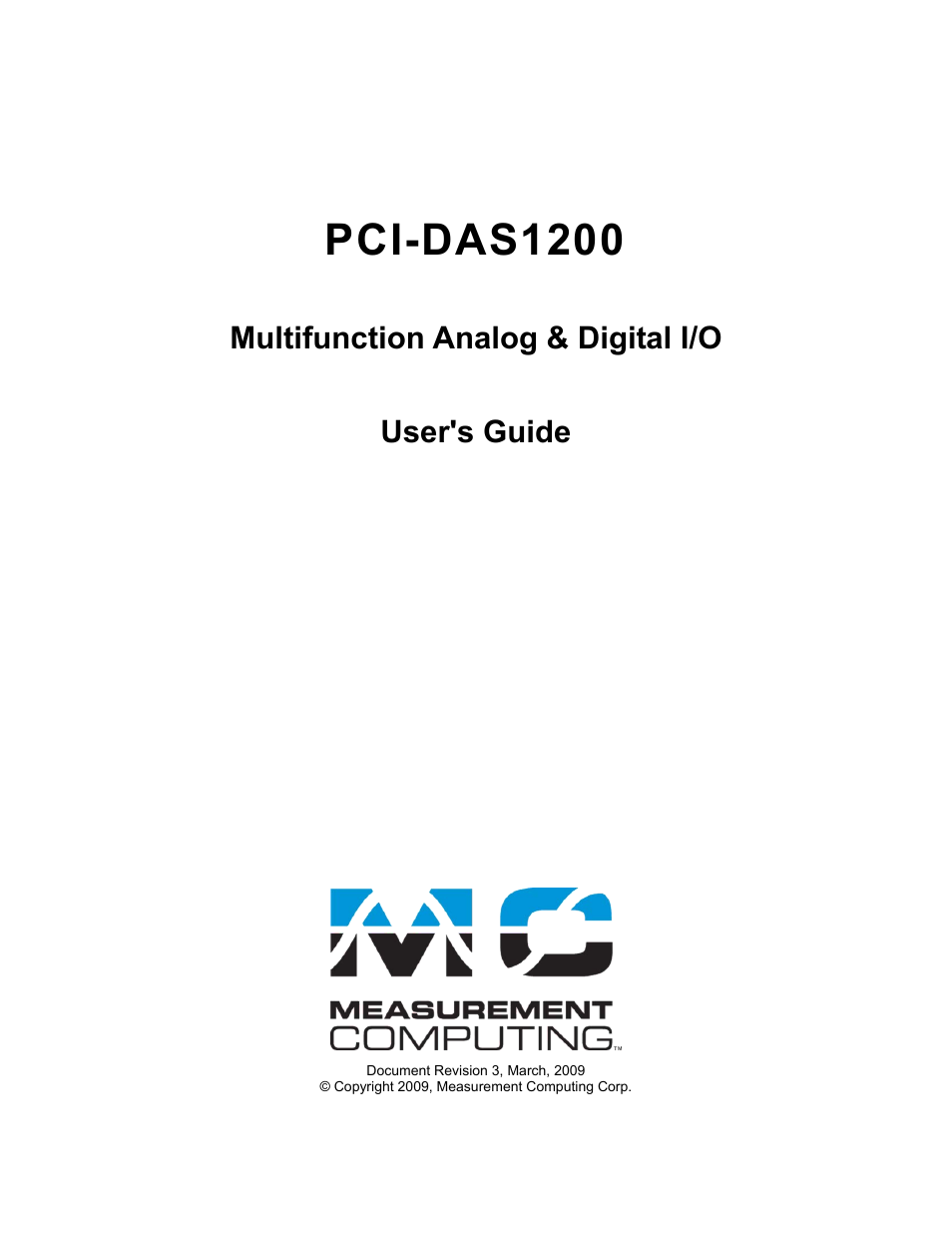 Pci-das1200, Multifunction analog & digital i/o user's guide | Measurement Computing PCI-DAS1200 User Manual | Page 2 / 24