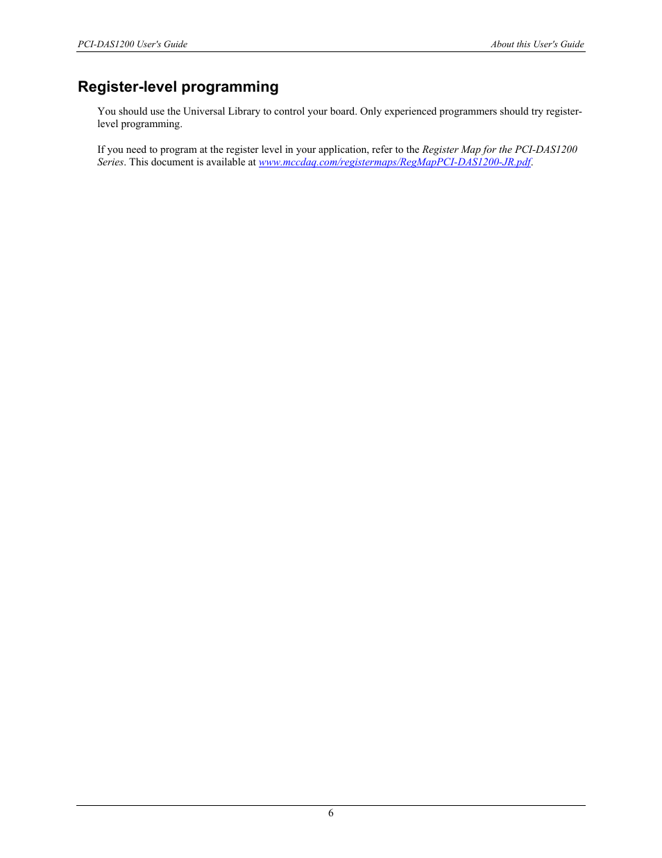 Register-level programming | Measurement Computing PCI-DAS1200 User Manual | Page 7 / 24