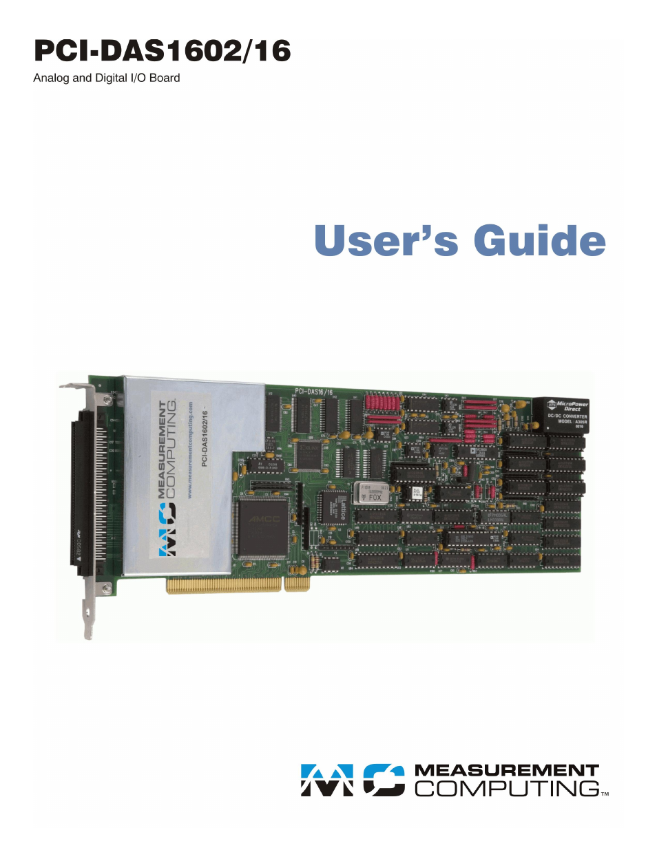 Measurement Computing PCI-DAS1602/16 User Manual | 31 pages