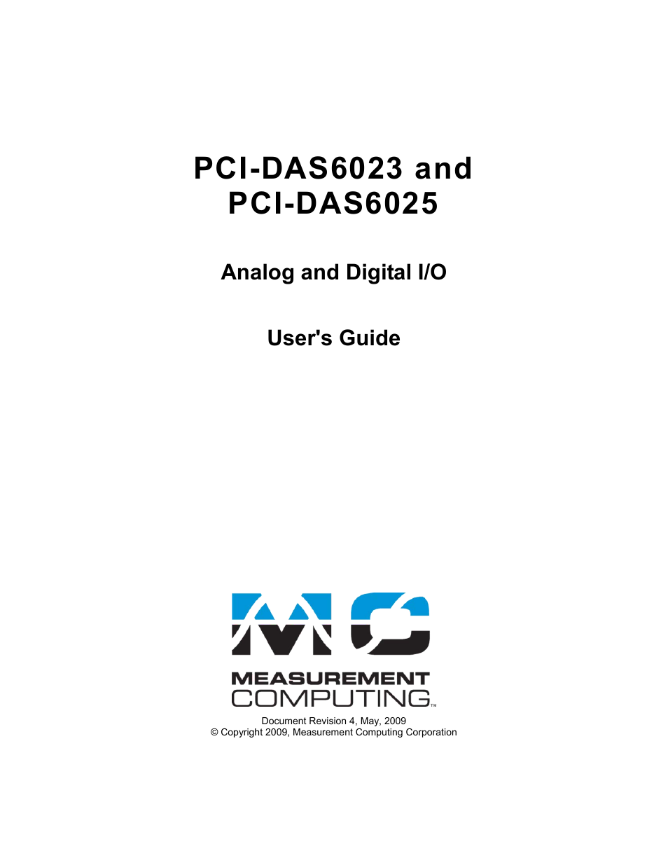 Analog and digital i/o user's guide | Measurement Computing PCI-DAS6023 User Manual | Page 2 / 44