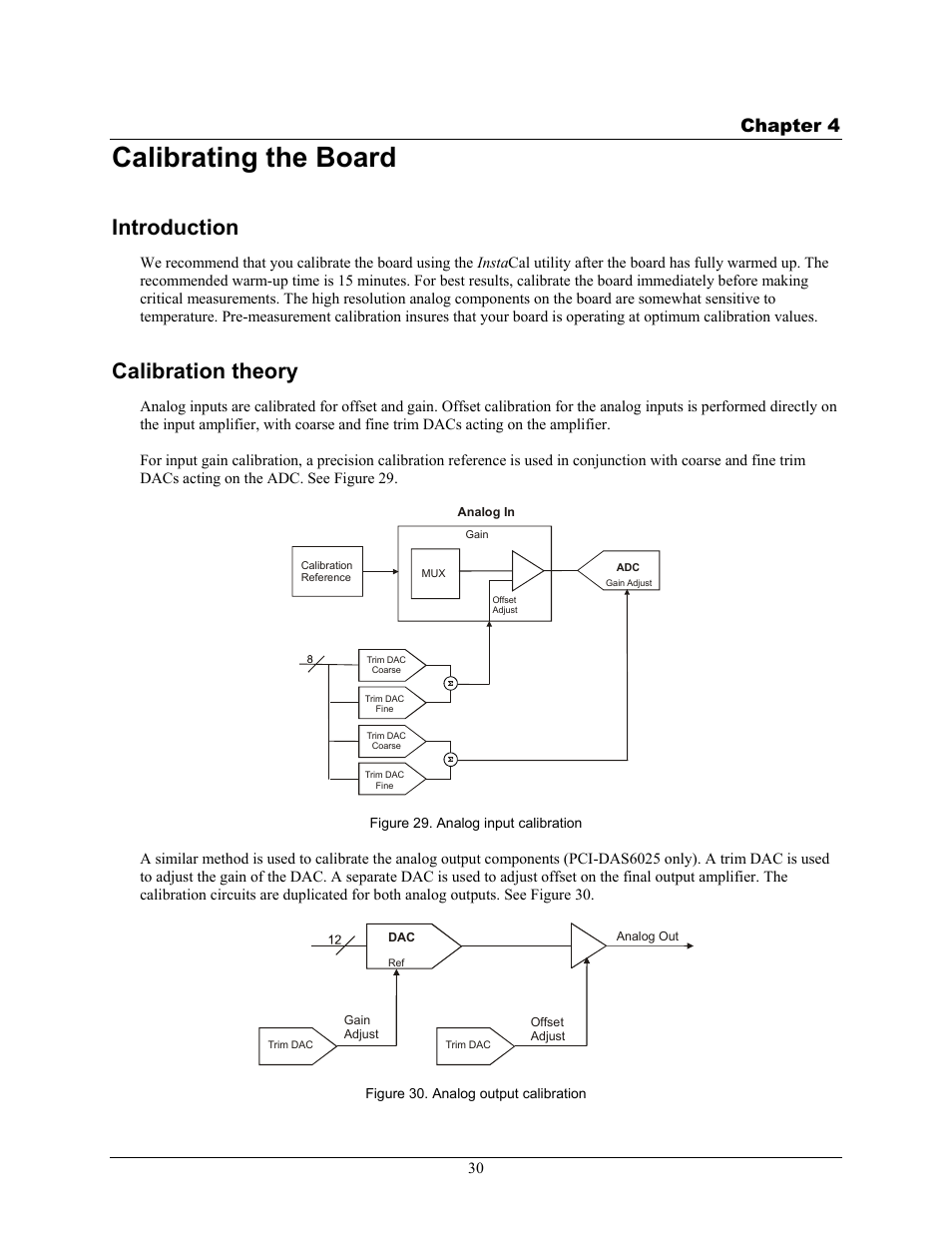 Calibrating the board, Introduction, Calibration theory | Chapter 4 | Measurement Computing PCI-DAS6023 User Manual | Page 30 / 44