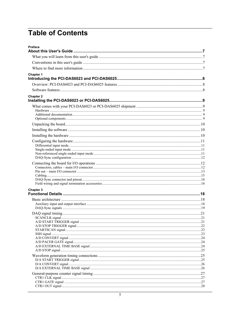 Measurement Computing PCI-DAS6023 User Manual | Page 5 / 44