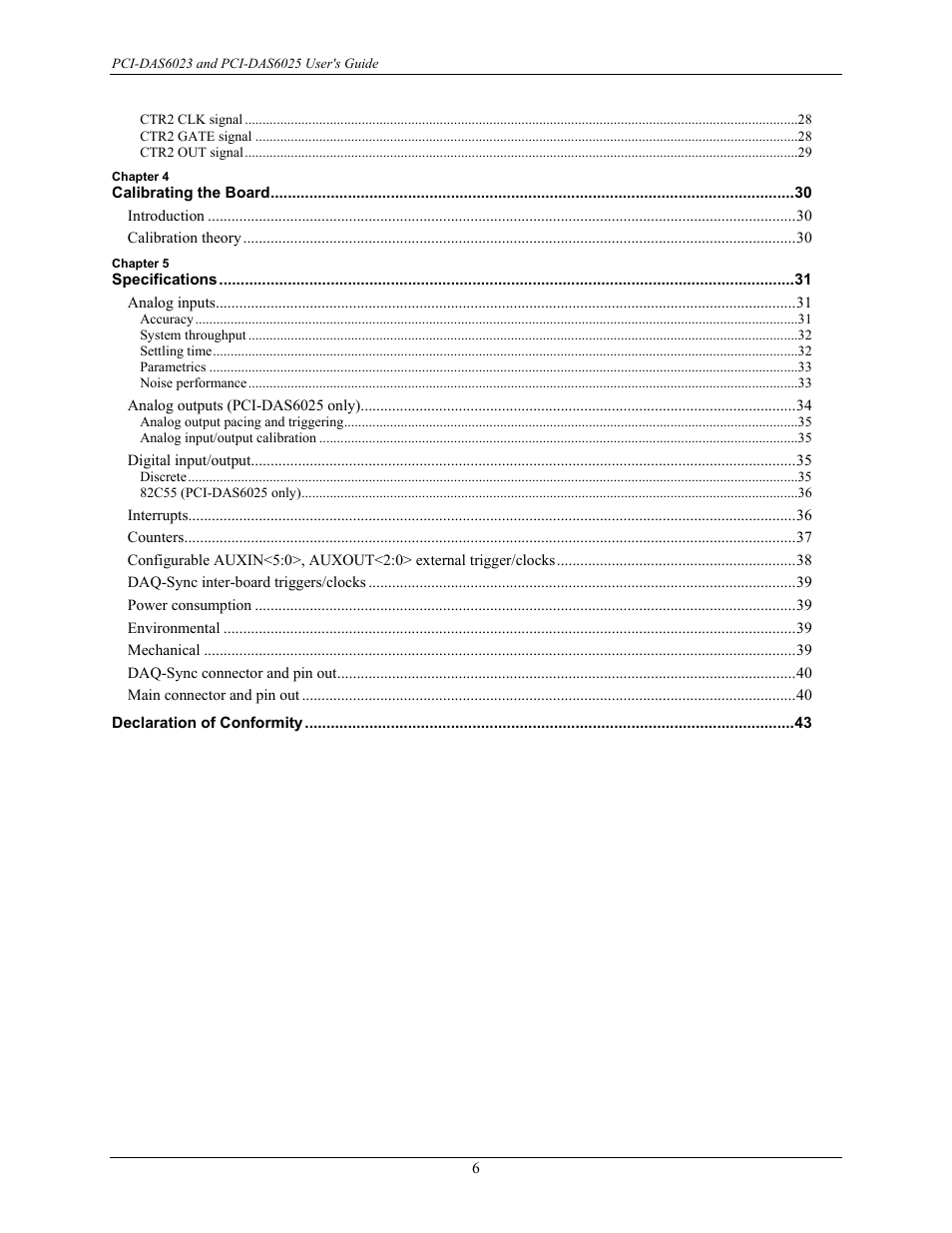 Measurement Computing PCI-DAS6023 User Manual | Page 6 / 44