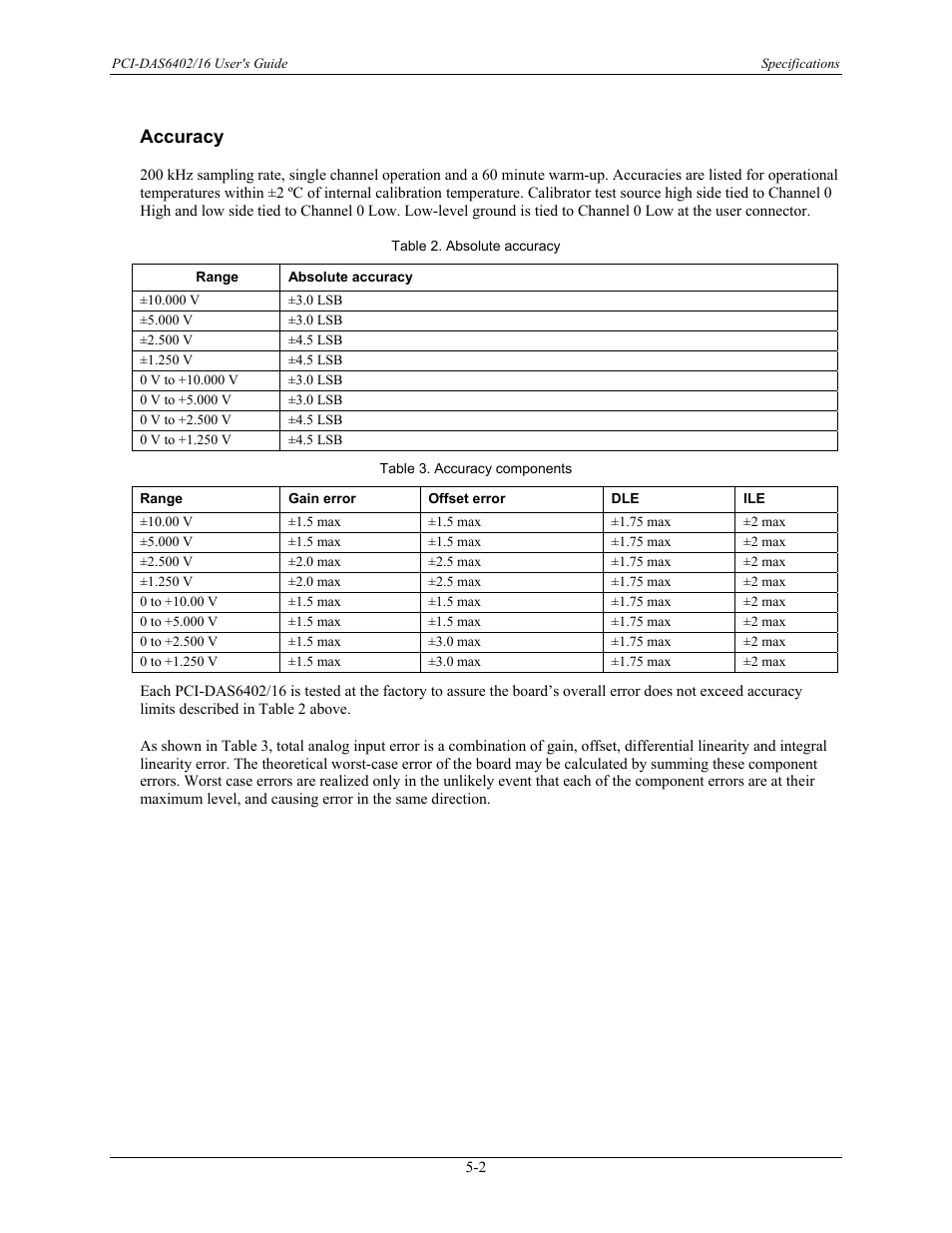 Accuracy, Accuracy -2 | Measurement Computing PCI-DAS6402/16 User Manual | Page 23 / 34