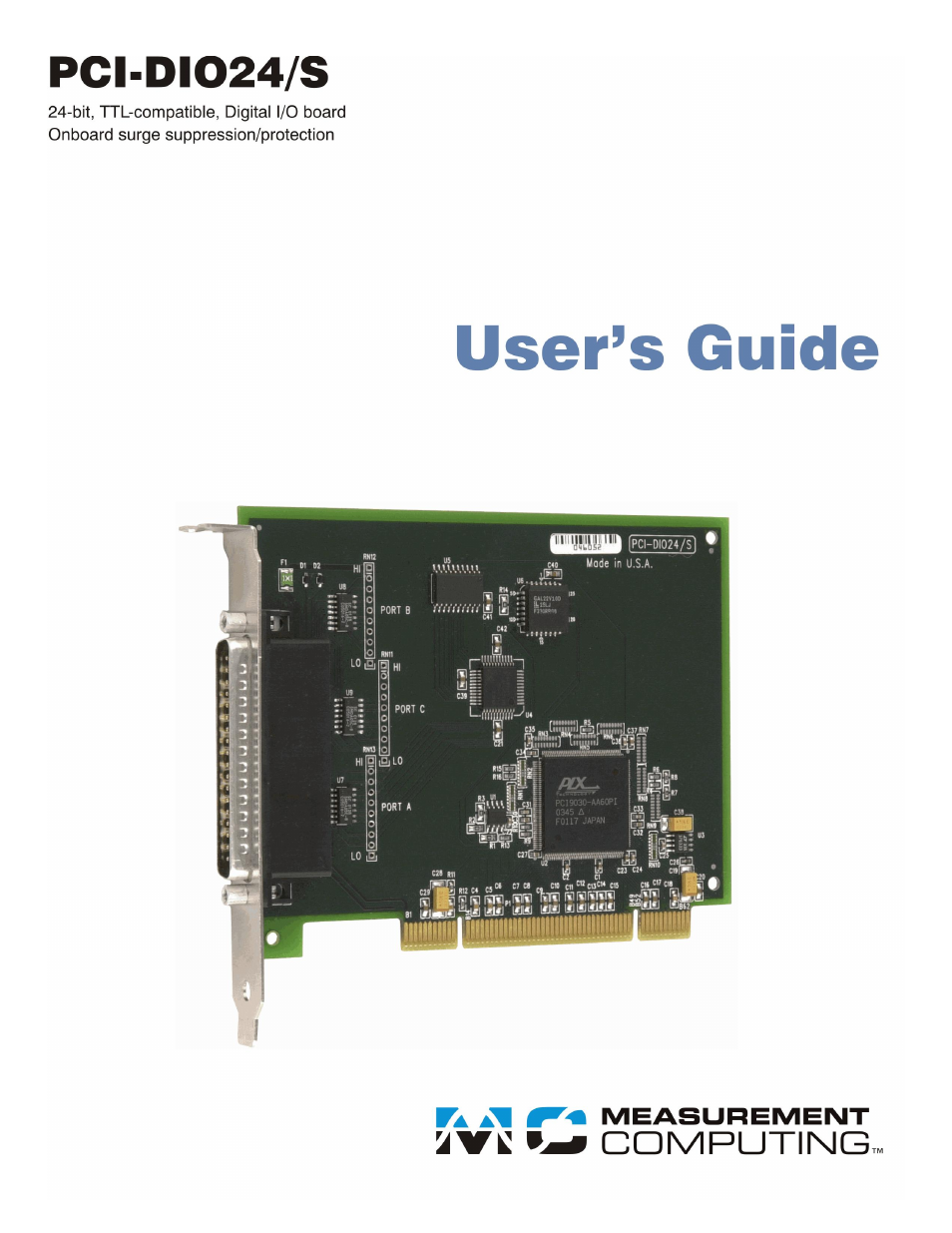 Measurement Computing PCI-DIO24/S User Manual | 18 pages