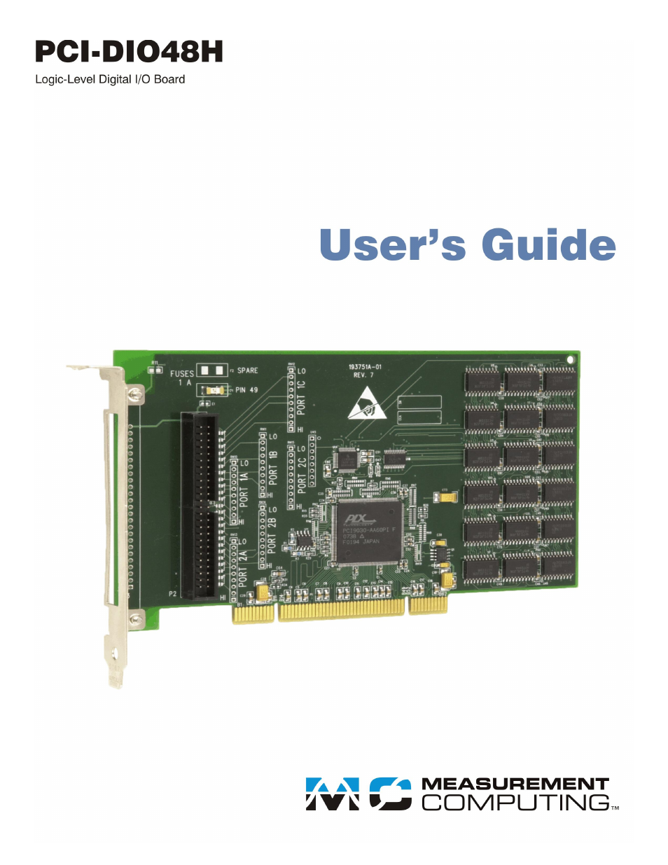 Measurement Computing PCI-DIO48H User Manual | 18 pages