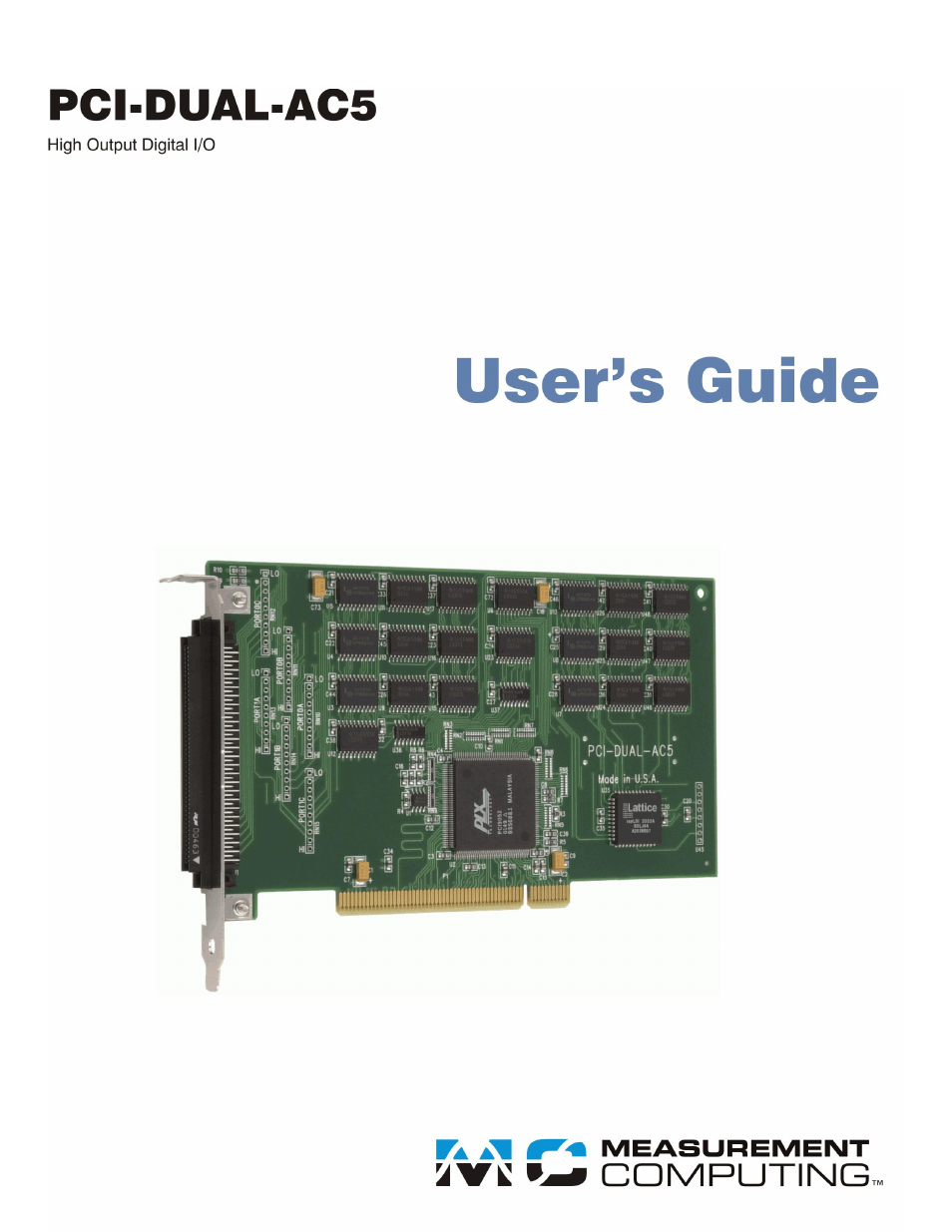 Measurement Computing PCI-DUAL-AC5 User Manual | 20 pages