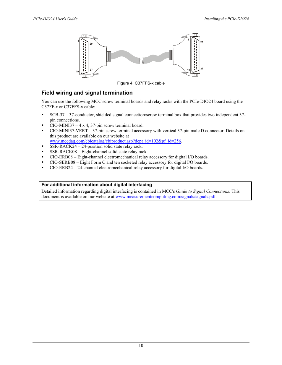 Field wiring and signal termination | Measurement Computing PCIe-DIO24 User Manual | Page 10 / 16
