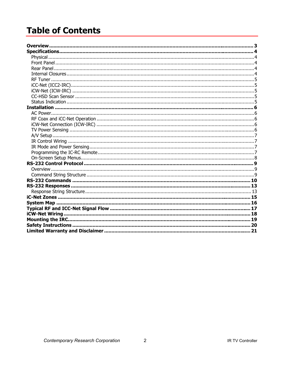 Contemporary Research ICC2-IRC User Manual | Page 2 / 22