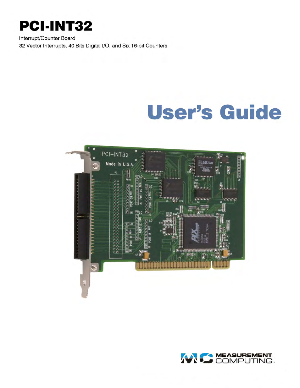 Measurement Computing PCI-INT32 User Manual | 17 pages