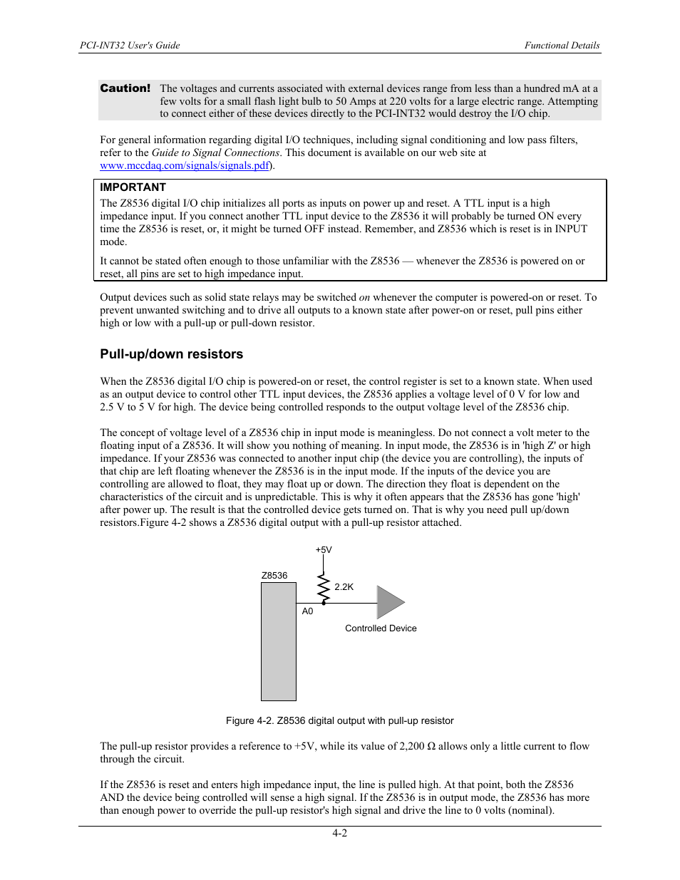 Pull-up/down resistors, Pull-up/down resistors -2 | Measurement Computing PCI-INT32 User Manual | Page 12 / 17
