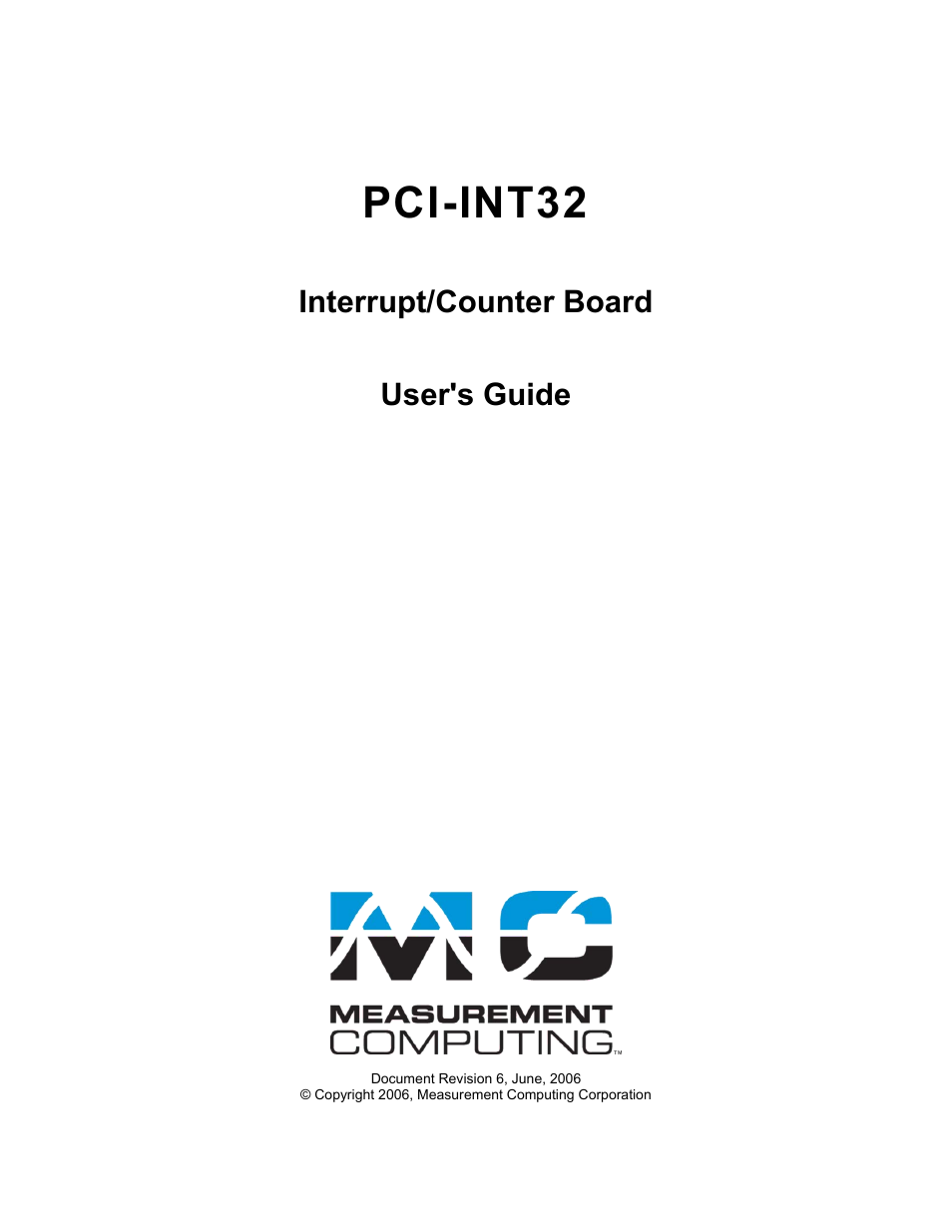 Pci-int32, Interrupt/counter board user's guide | Measurement Computing PCI-INT32 User Manual | Page 2 / 17