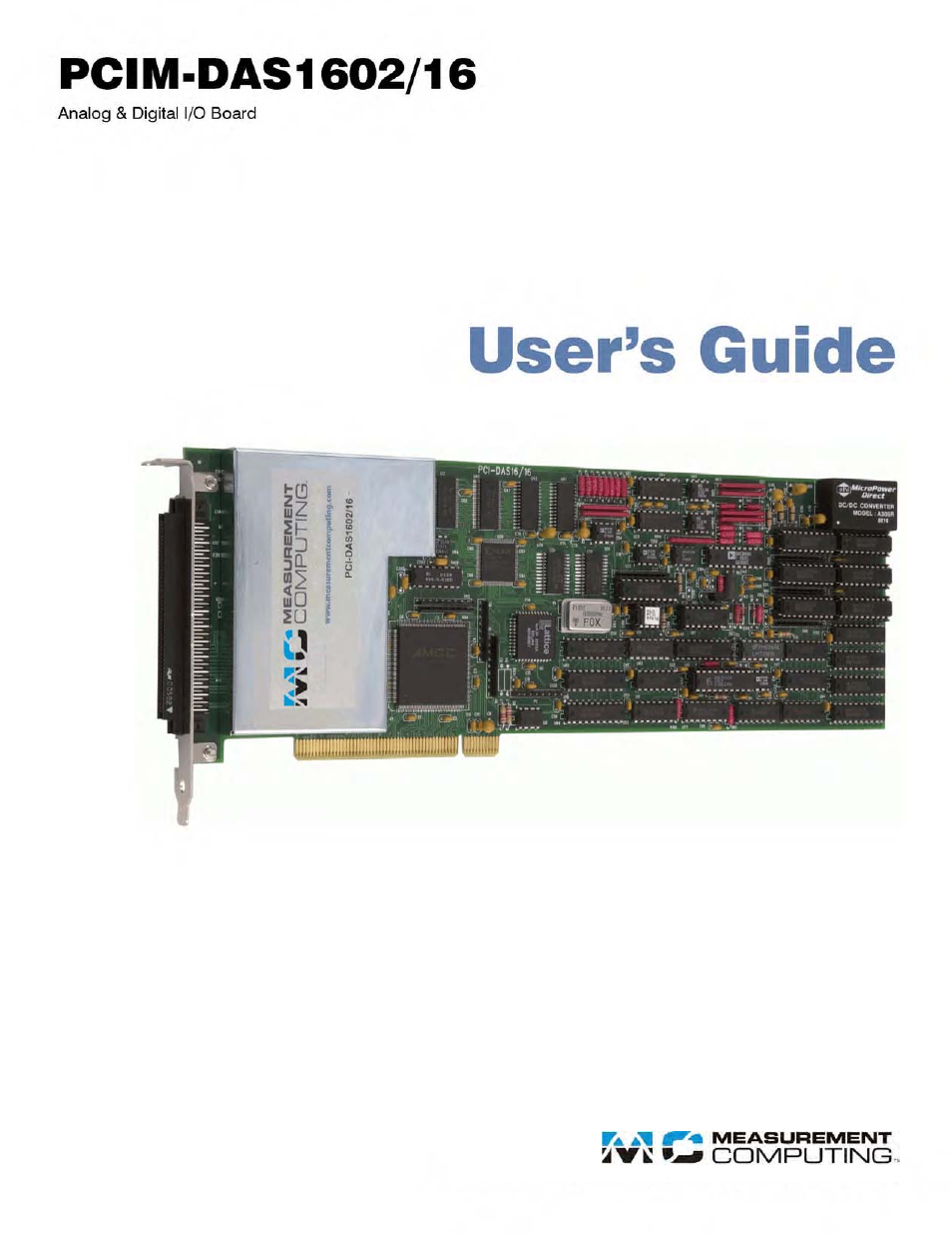 Measurement Computing PCIM-DAS1602/16 User Manual | 29 pages