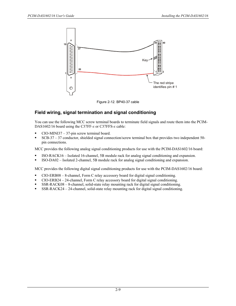 Bp40-37 (figure 2-12), Nnector (figure 2-12) | Measurement Computing PCIM-DAS1602/16 User Manual | Page 18 / 29