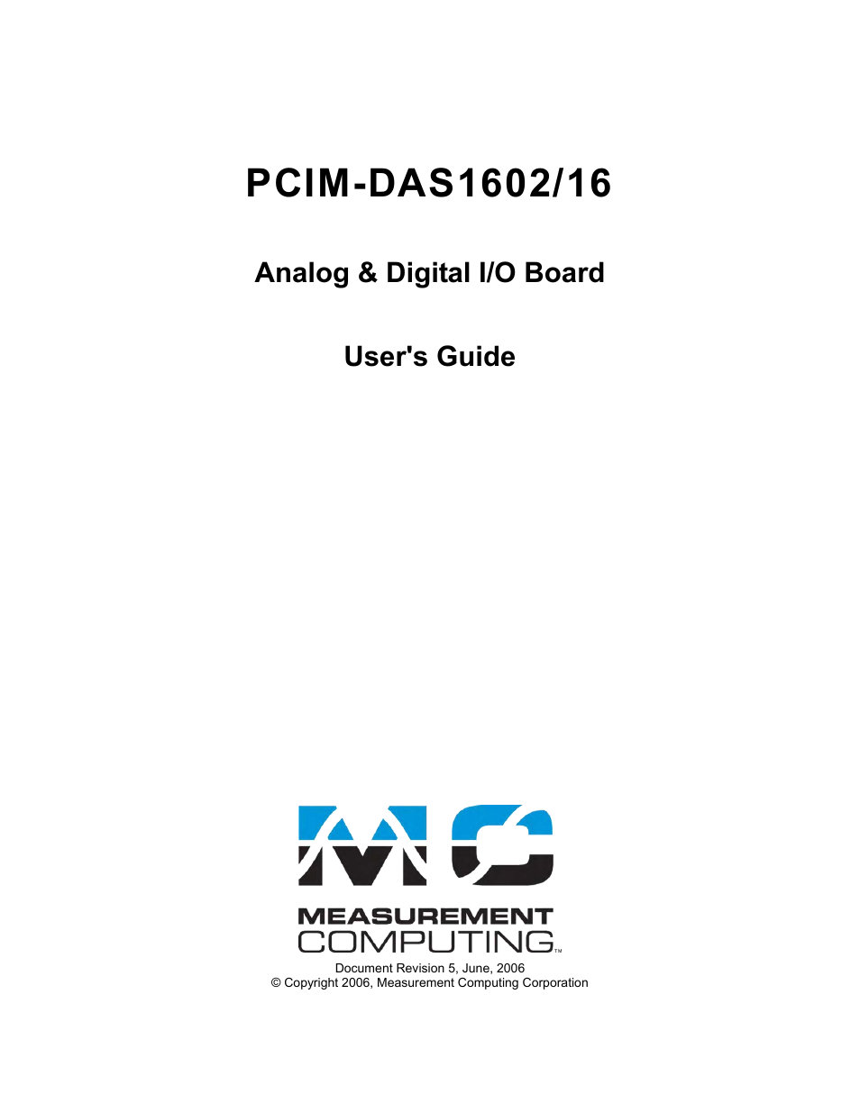 Analog & digital i/o board user's guide | Measurement Computing PCIM-DAS1602/16 User Manual | Page 2 / 29