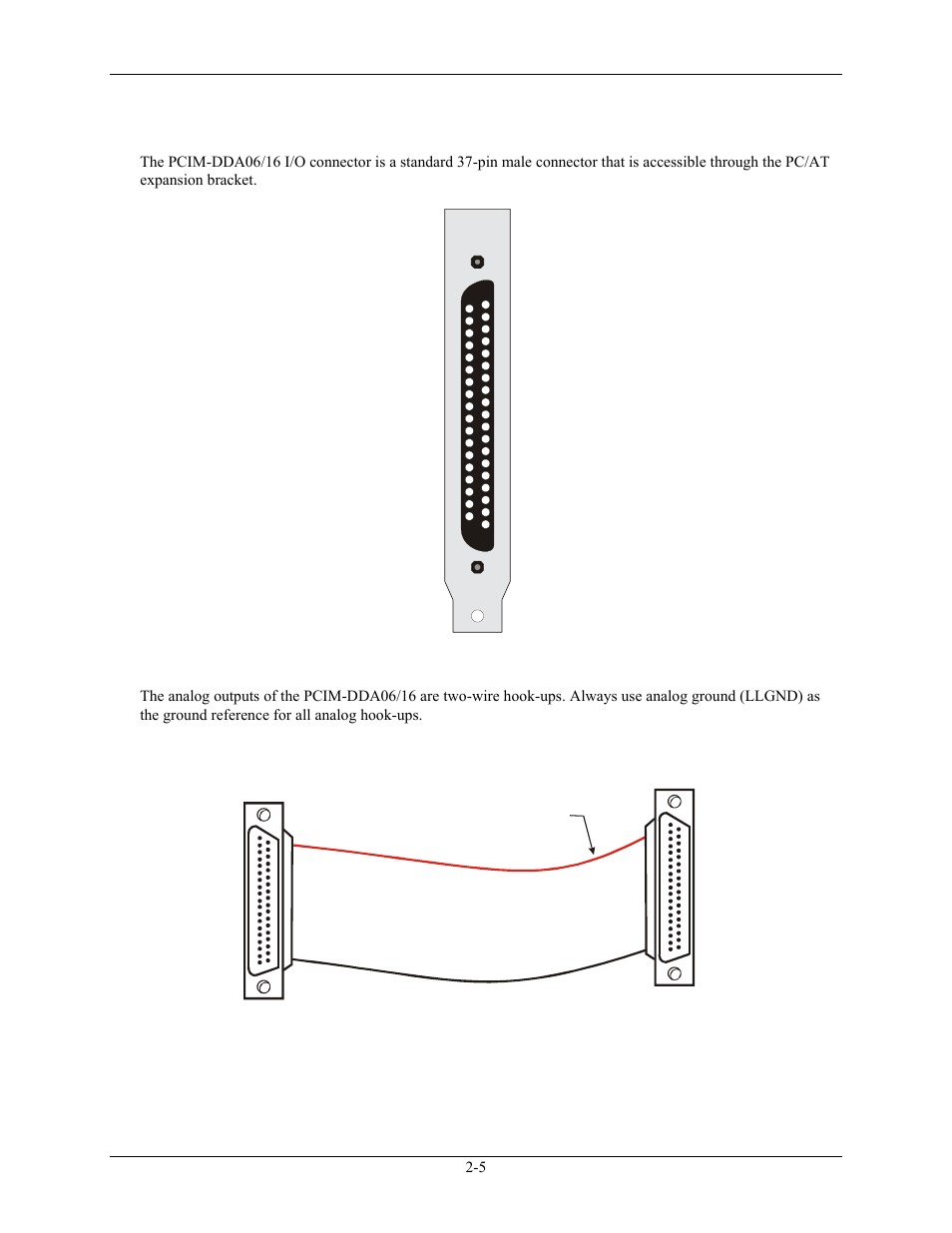 Pinout – main i/o connectors, Cabling, Pinout – main i/o connectors -5 | Cabling -5 | Measurement Computing PCIM-DDA06/16 User Manual | Page 13 / 20