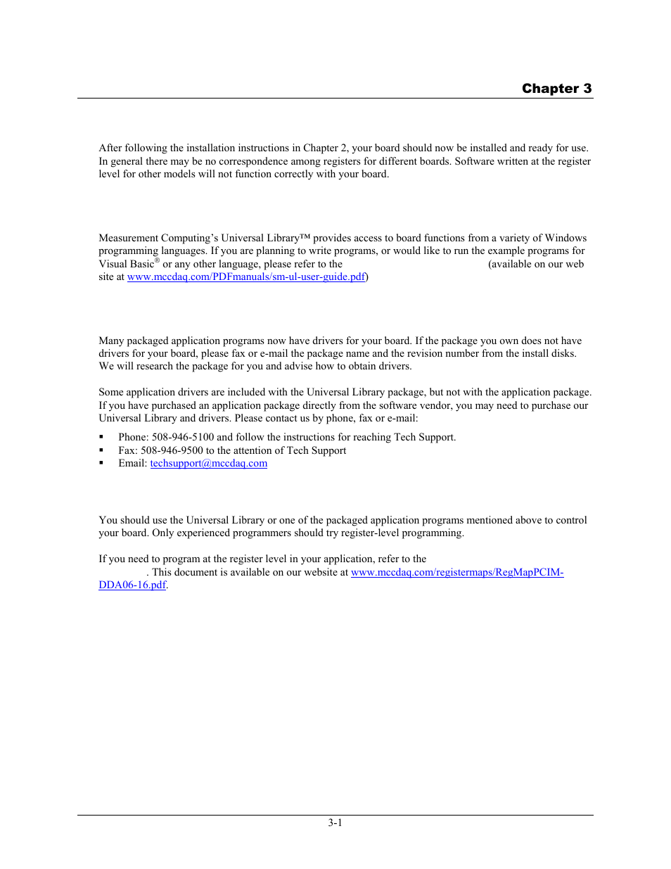Programming and developing applications, Programming languages, Packaged applications programs | Register-level programming, Programming and developing applications -1, Programming languages -1, Packaged applications programs -1, Register-level programming -1 | Measurement Computing PCIM-DDA06/16 User Manual | Page 15 / 20