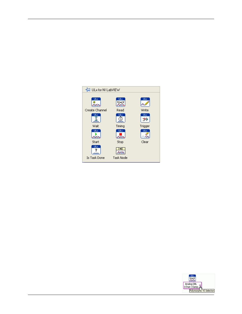 Build the ni labview program, Create an analog input voltage channel, Add a sample clock | Specify when to start the acquisition, Acquire data | Measurement Computing ULx for NI LabVIEW Quick Start User Manual | Page 4 / 8