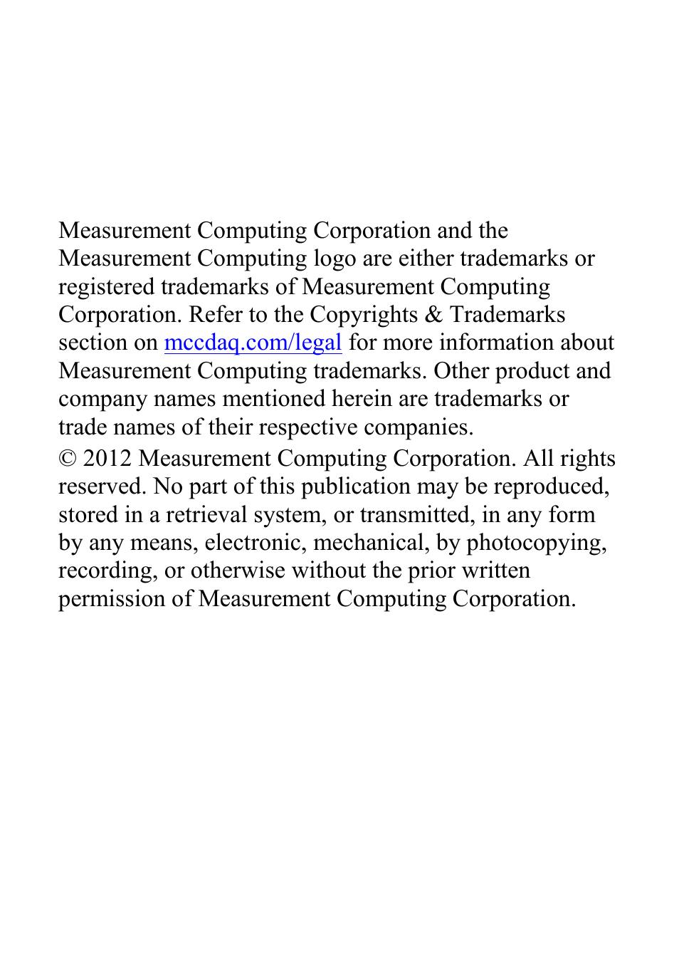 Trademark and copyright information | Measurement Computing USB-525 User Manual | Page 7 / 12