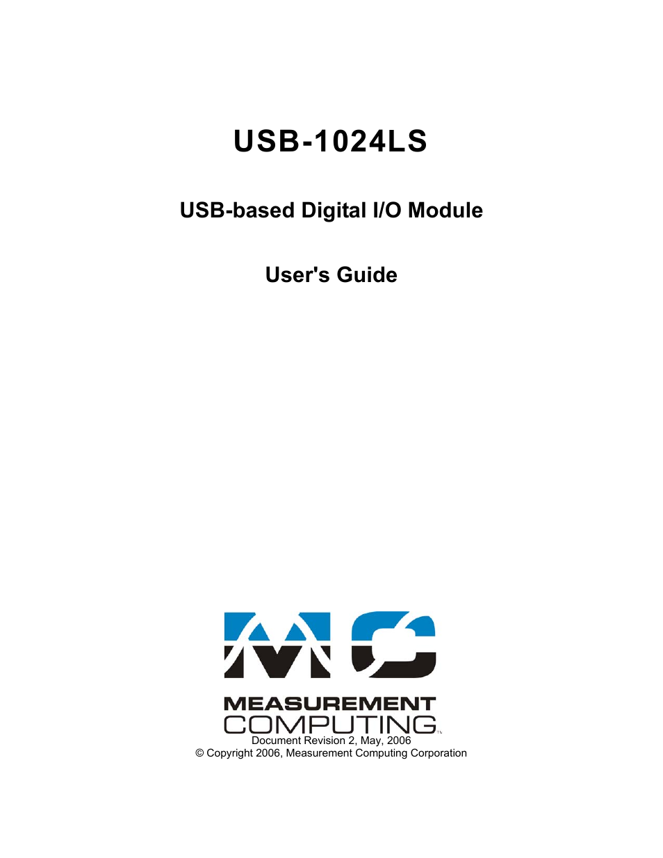 Usb-1024ls, Usb-based digital i/o module user's guide | Measurement Computing USB-1024LS User Manual | Page 2 / 19