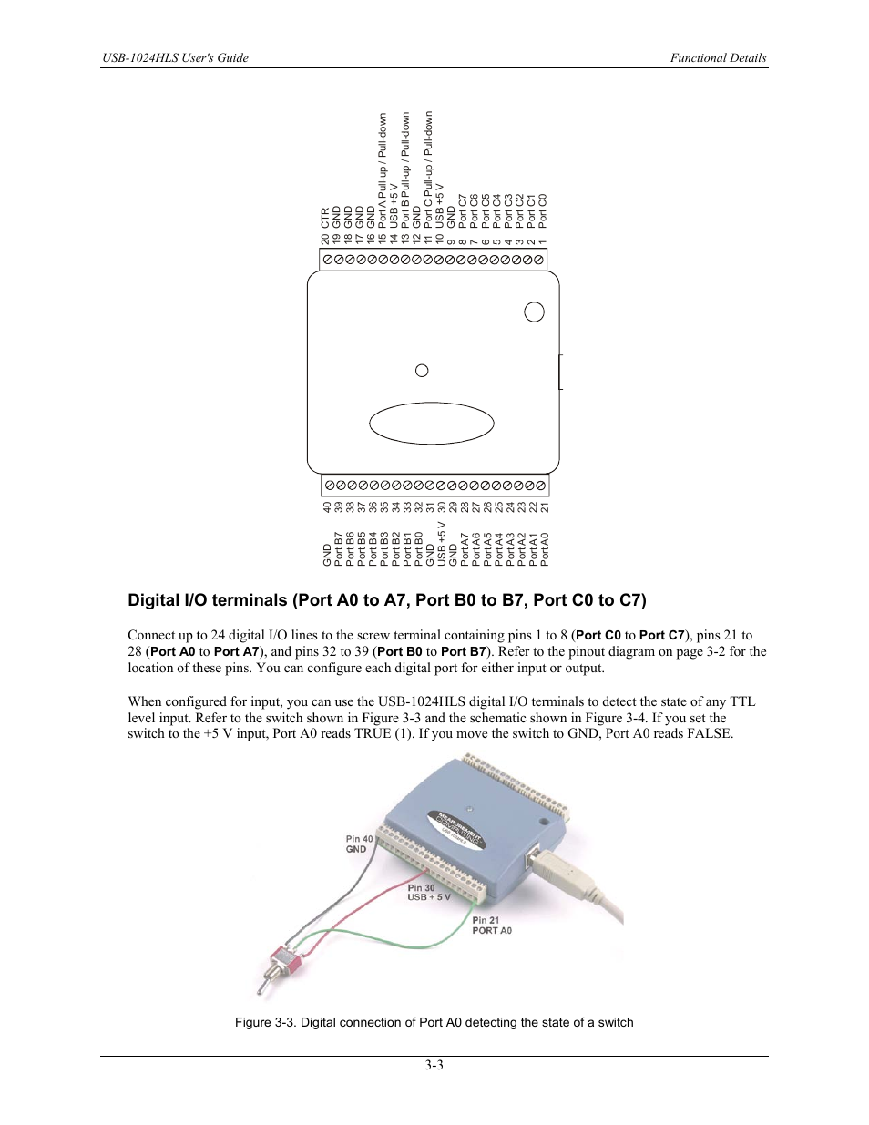 Pins 21 to 28, And pins 32 to 39, Figure 3-4 | Measurement Computing USB-1024HLS User Manual | Page 13 / 21