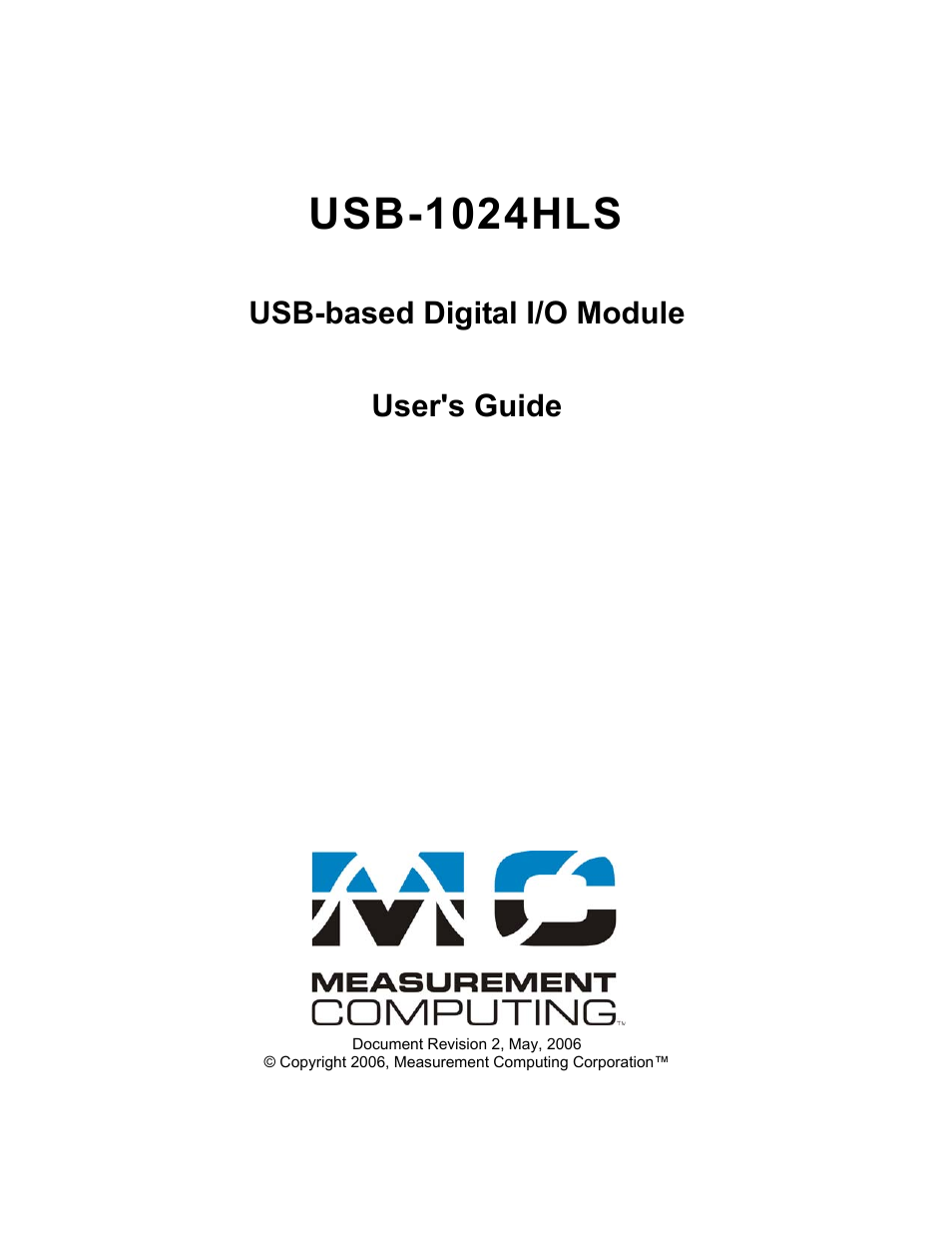 Usb-1024hls, Usb-based digital i/o module user's guide | Measurement Computing USB-1024HLS User Manual | Page 2 / 21