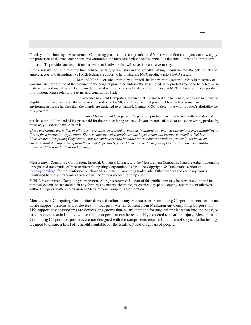 Management committed to your satisfaction | Measurement Computing USB-1024HLS User Manual | Page 3 / 21