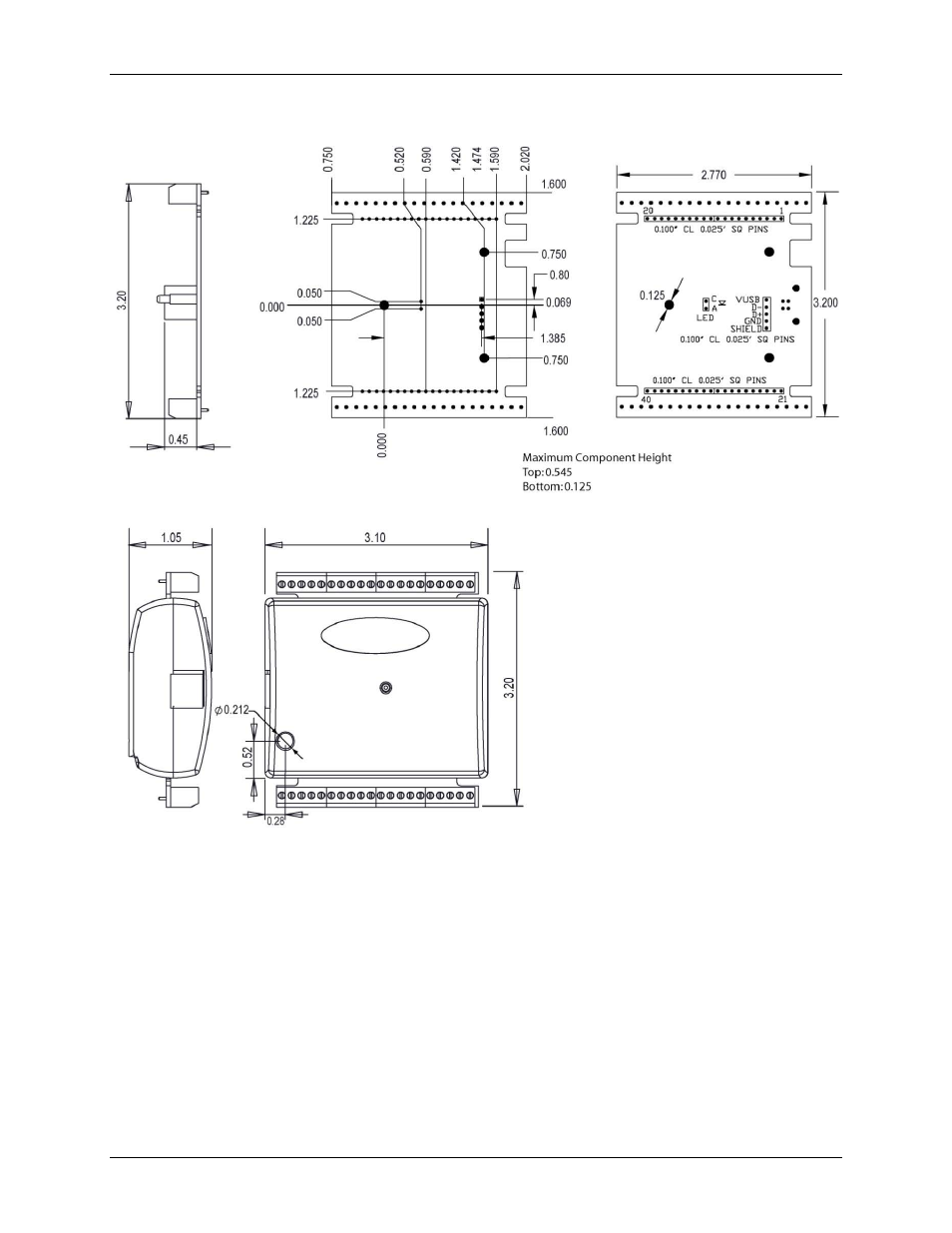 Mechanical drawings | Measurement Computing USB-1208FS User Manual | Page 19 / 29