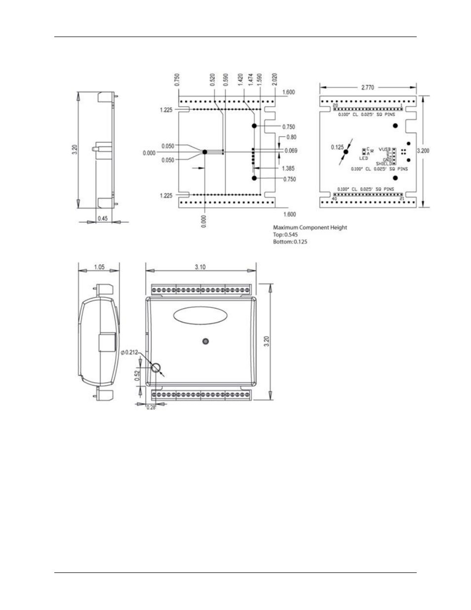 Mechanical drawings | Measurement Computing USB-1208FS-Plus User Manual | Page 20 / 29