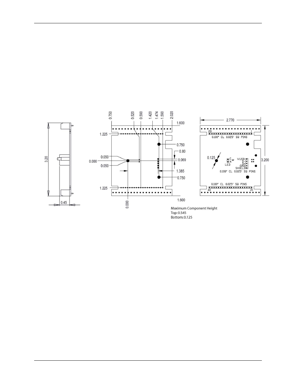 Power, Mechanical drawings | Measurement Computing USB-1208FS-Plus-OEM User Manual | Page 18 / 26