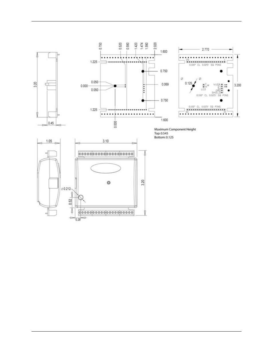 Mechanical drawings | Measurement Computing USB-1608FS-Plus User Manual | Page 16 / 24