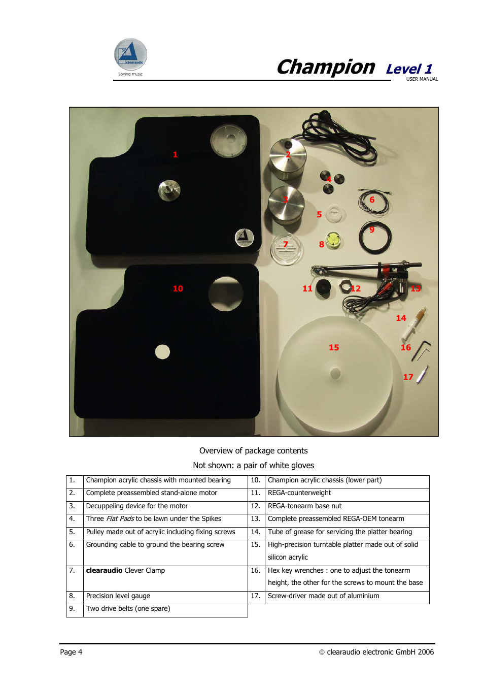 Champion, Level 1 | Clearaudio Champion User Manual | Page 4 / 10