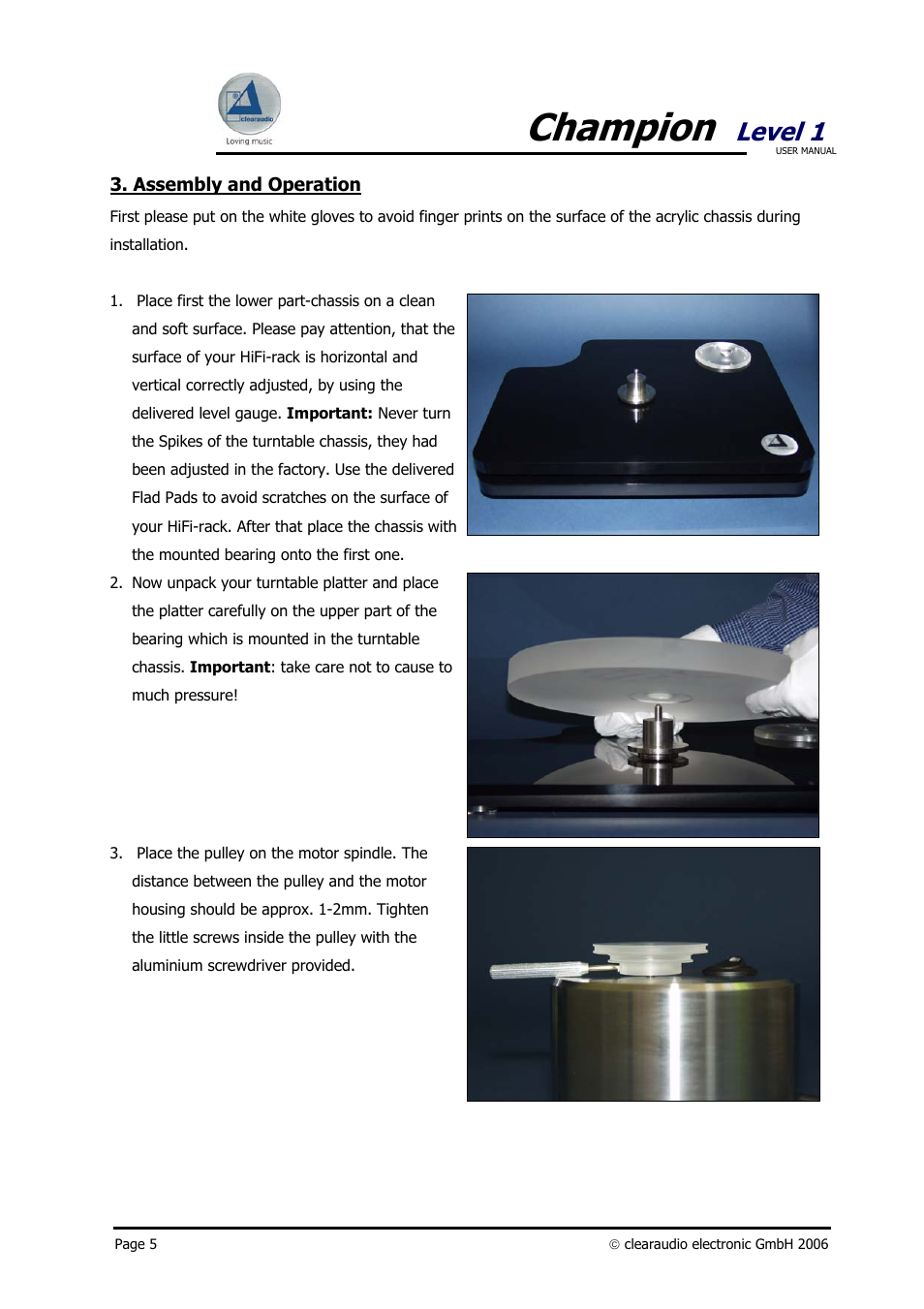 Champion, Level 1 | Clearaudio Champion User Manual | Page 5 / 10