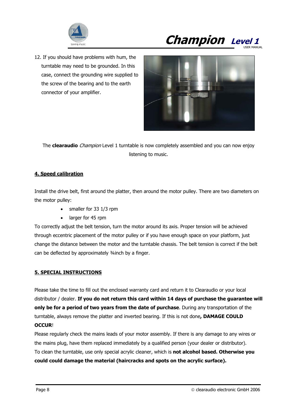 Champion, Level 1 | Clearaudio Champion User Manual | Page 8 / 10