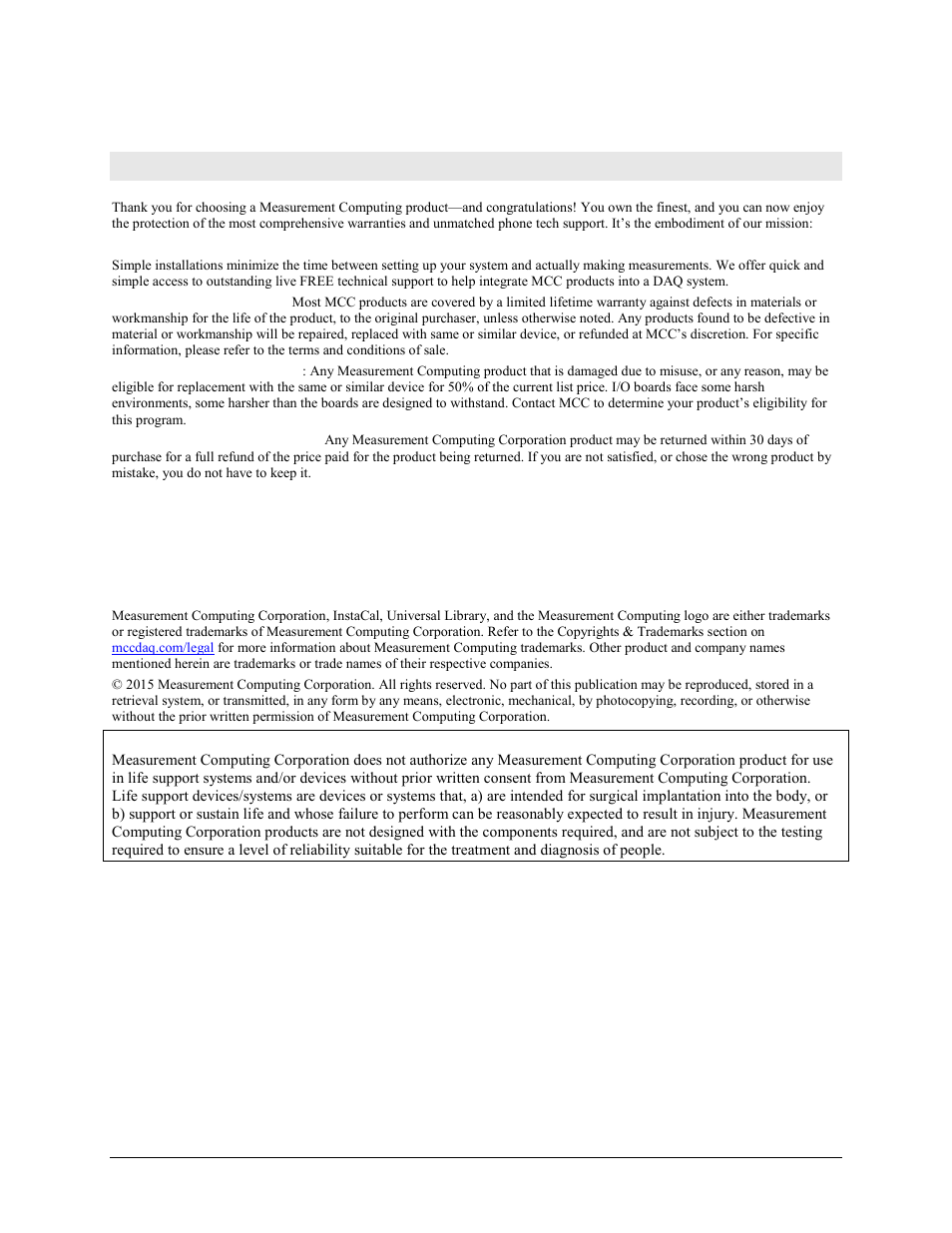 Management committed to your satisfaction | Measurement Computing USB-2020 User Manual | Page 2 / 24