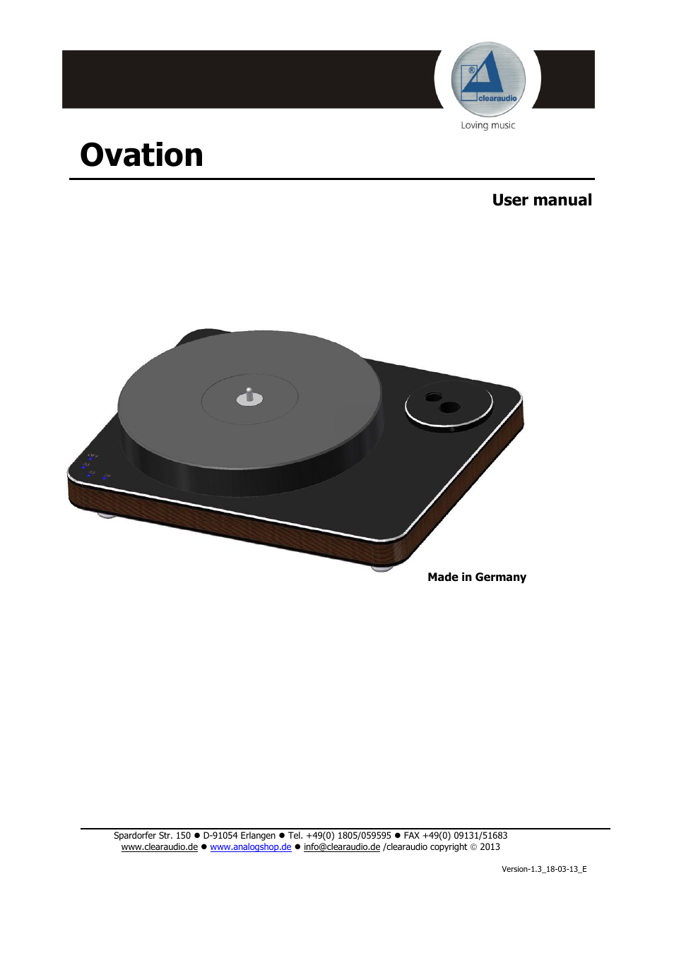 Clearaudio Version-1.4_12_03_08_E User Manual | 14 pages