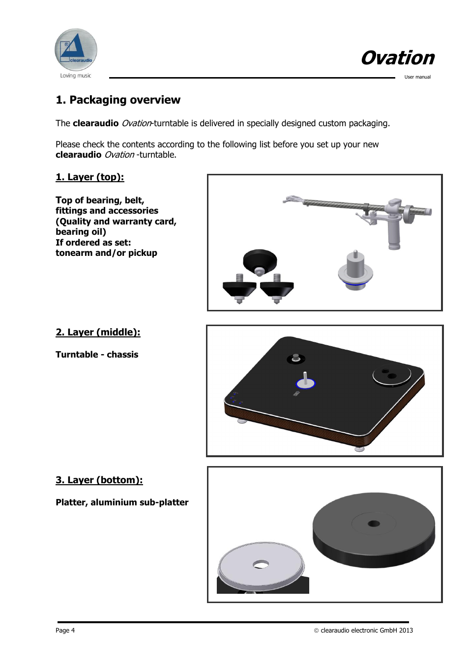 Ovation, Packaging overview | Clearaudio Version-1.4_12_03_08_E User Manual | Page 4 / 14