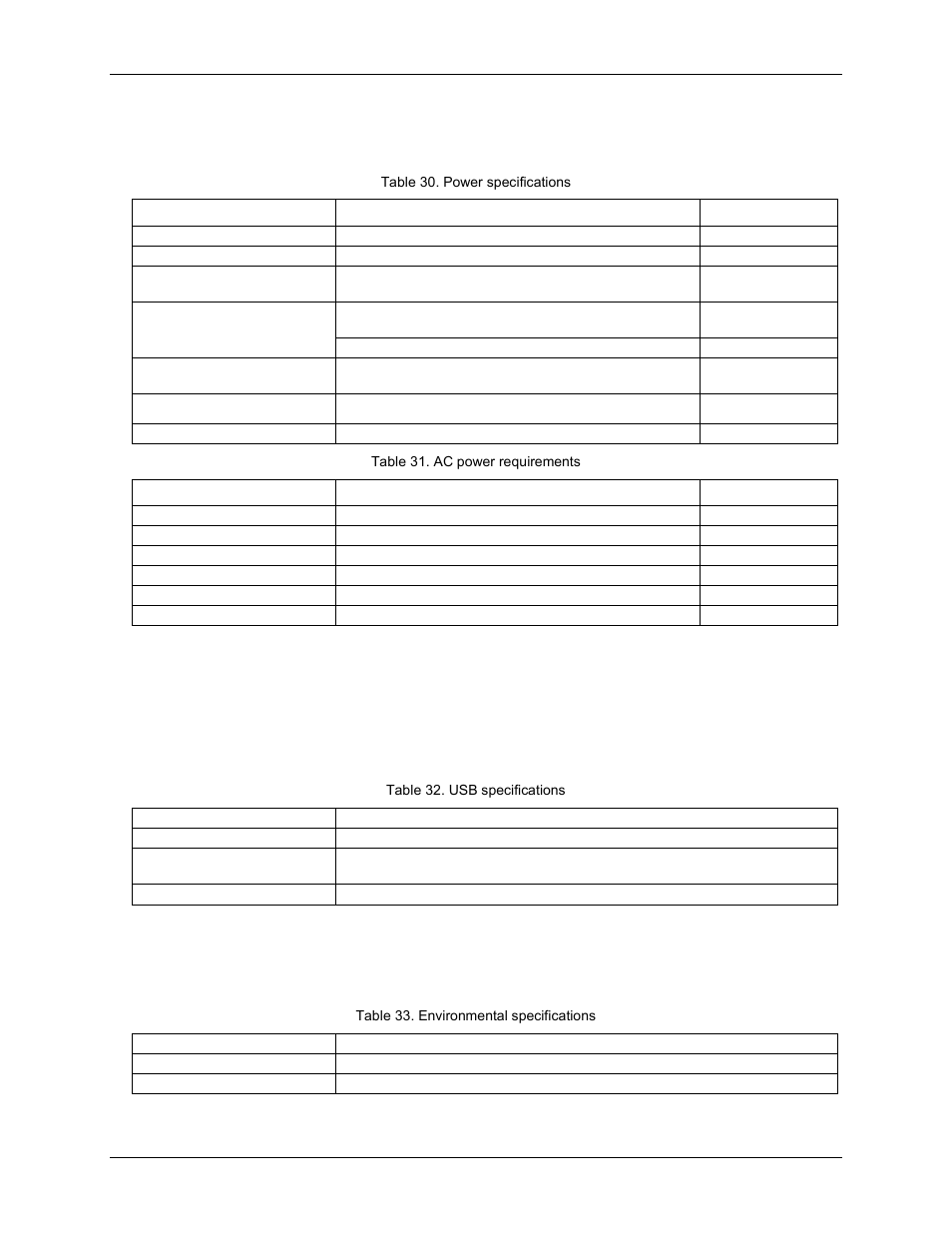 Power, Usb specifications, Environmental | Measurement Computing USB-2416-4AO User Manual | Page 40 / 50