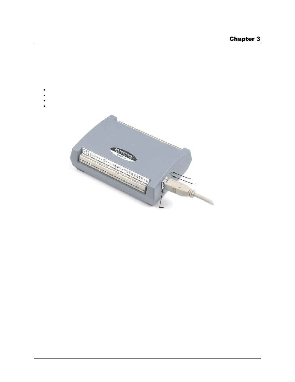 Functional details, External components, Usb connector | Status led, Power led | Measurement Computing USB-3102 User Manual | Page 13 / 27