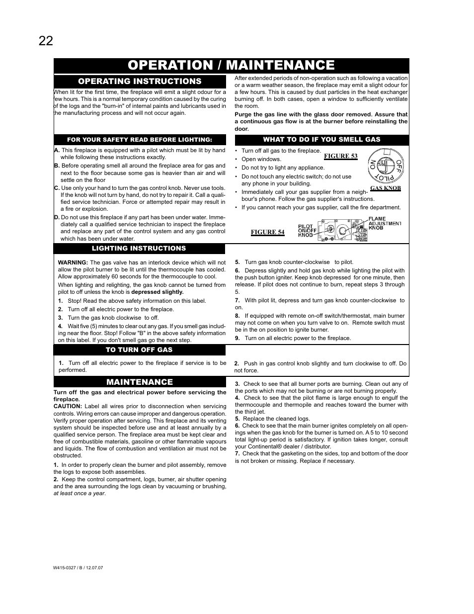 Operation / maintenance, Operating instructions, Maintenance | Continental BCDV48N User Manual | Page 22 / 28