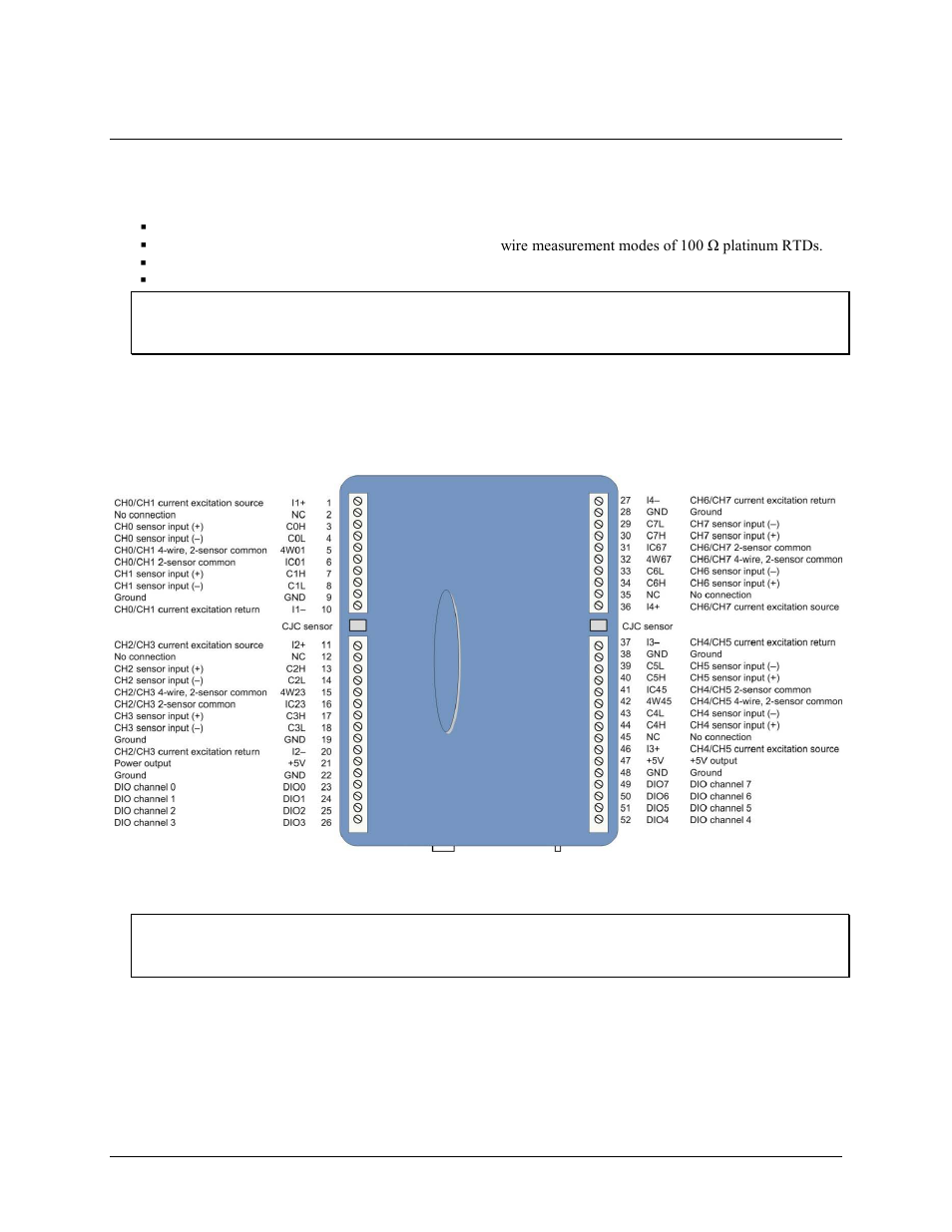 Sensor connections, Screw terminal pin out, Sensor input terminals (c0h/c0l to c7h/c7l) | Measurement Computing USB-5203 User Manual | Page 10 / 33